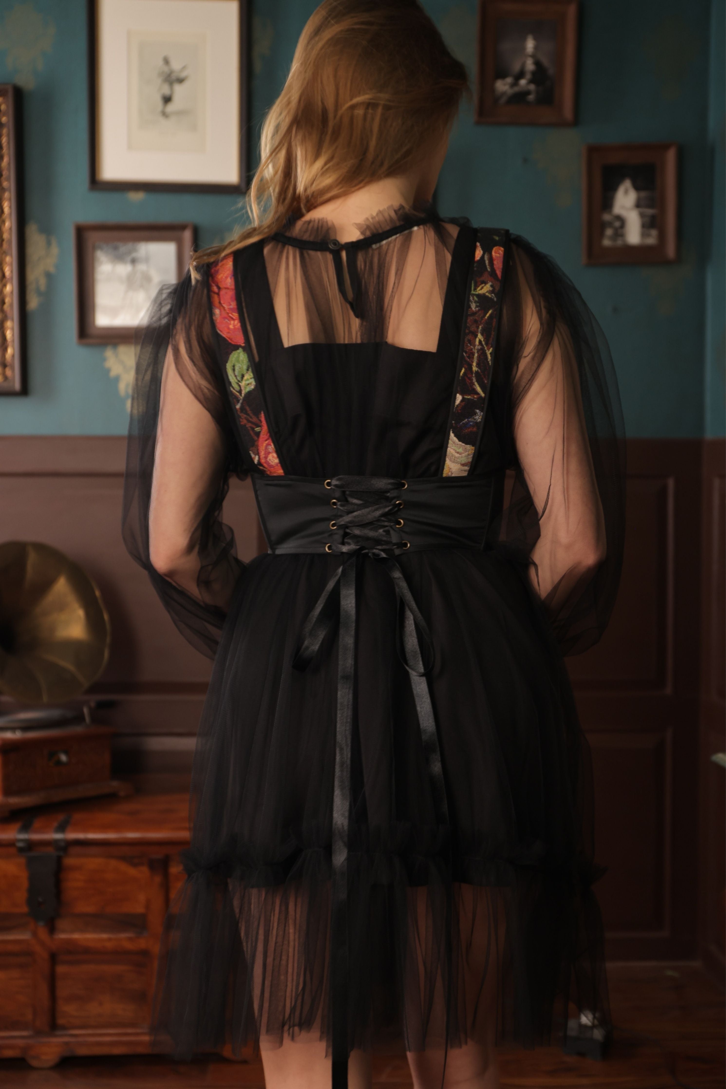 Raven Ruffle Corset Dress Set