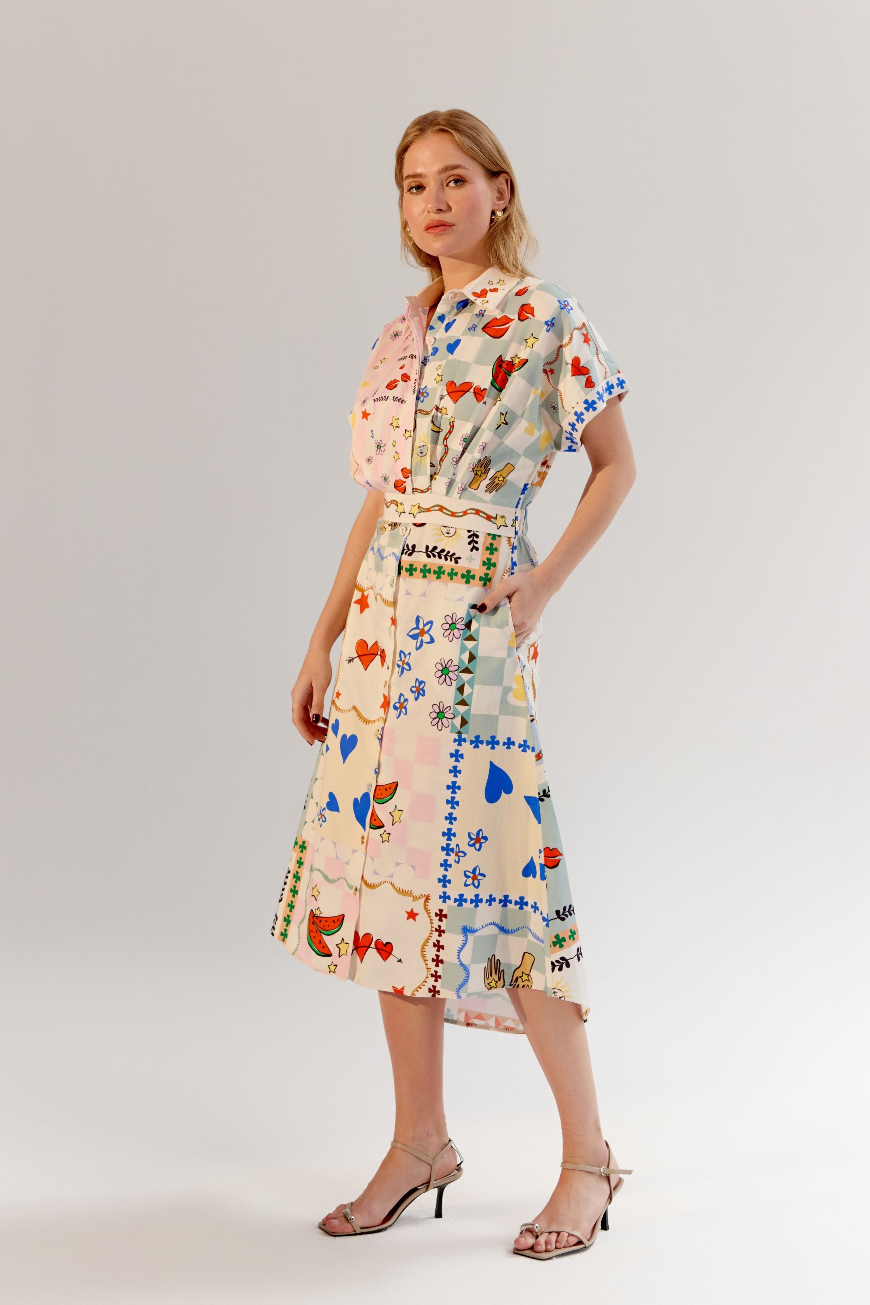 Boardgame Coral Midi Dress