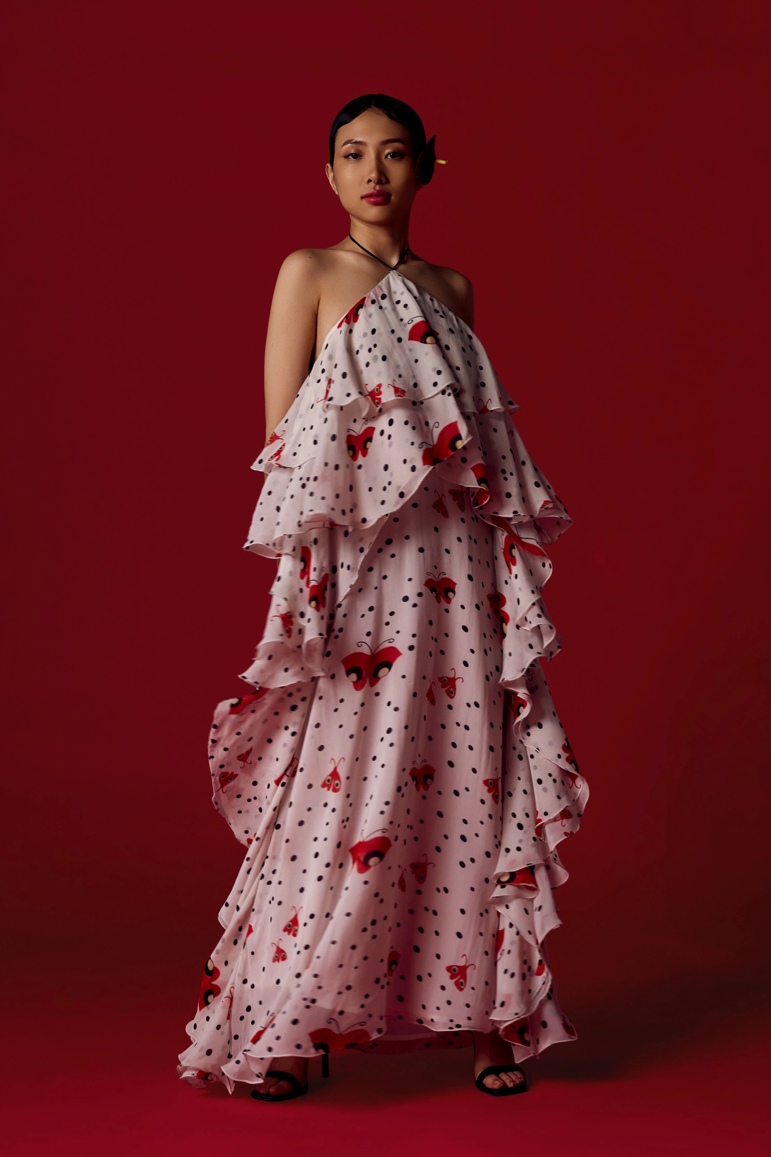 Flutterfly Polka Maxi Dress