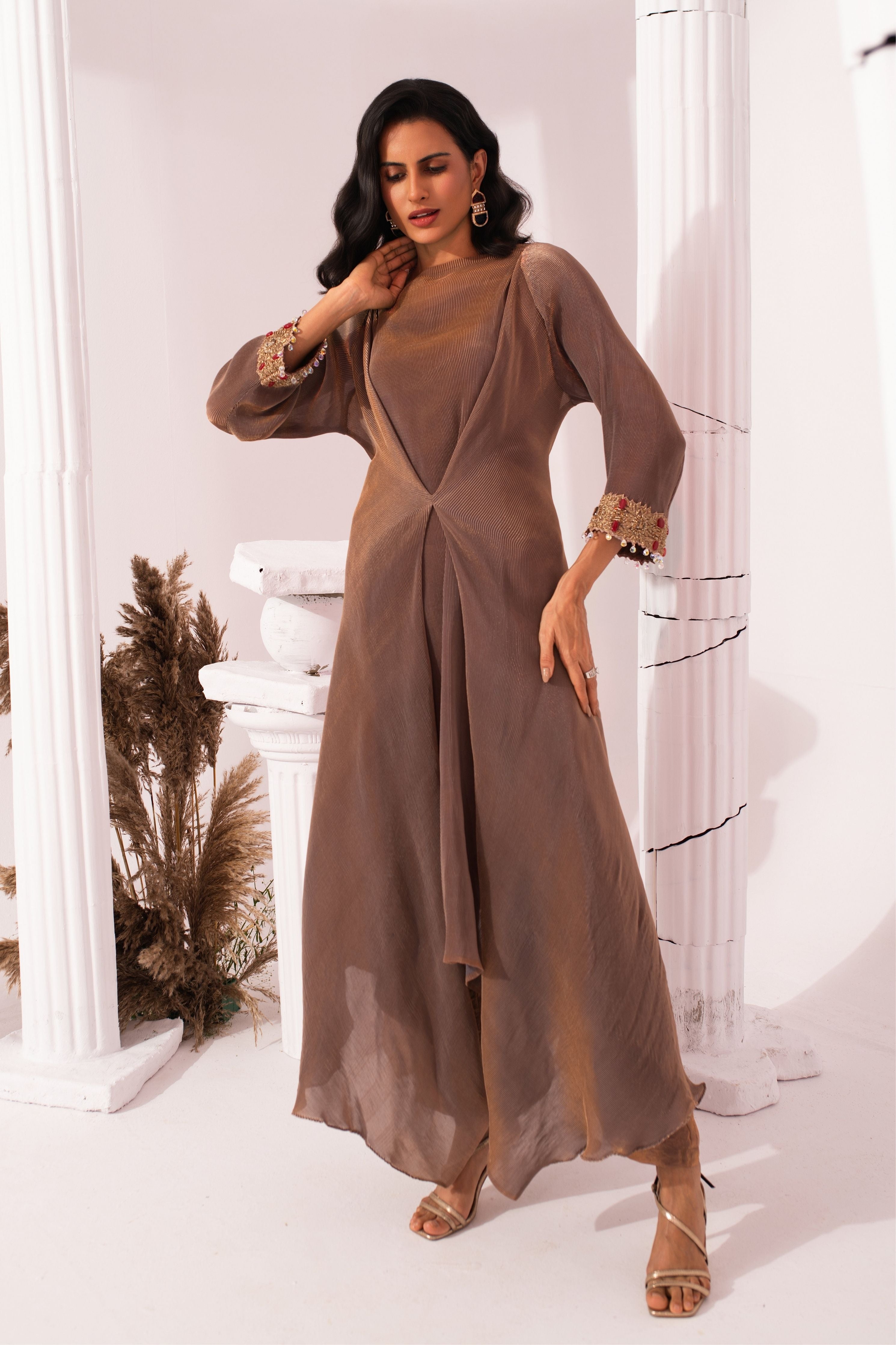 Metalic Chestnut  Drape Co-Ord Set