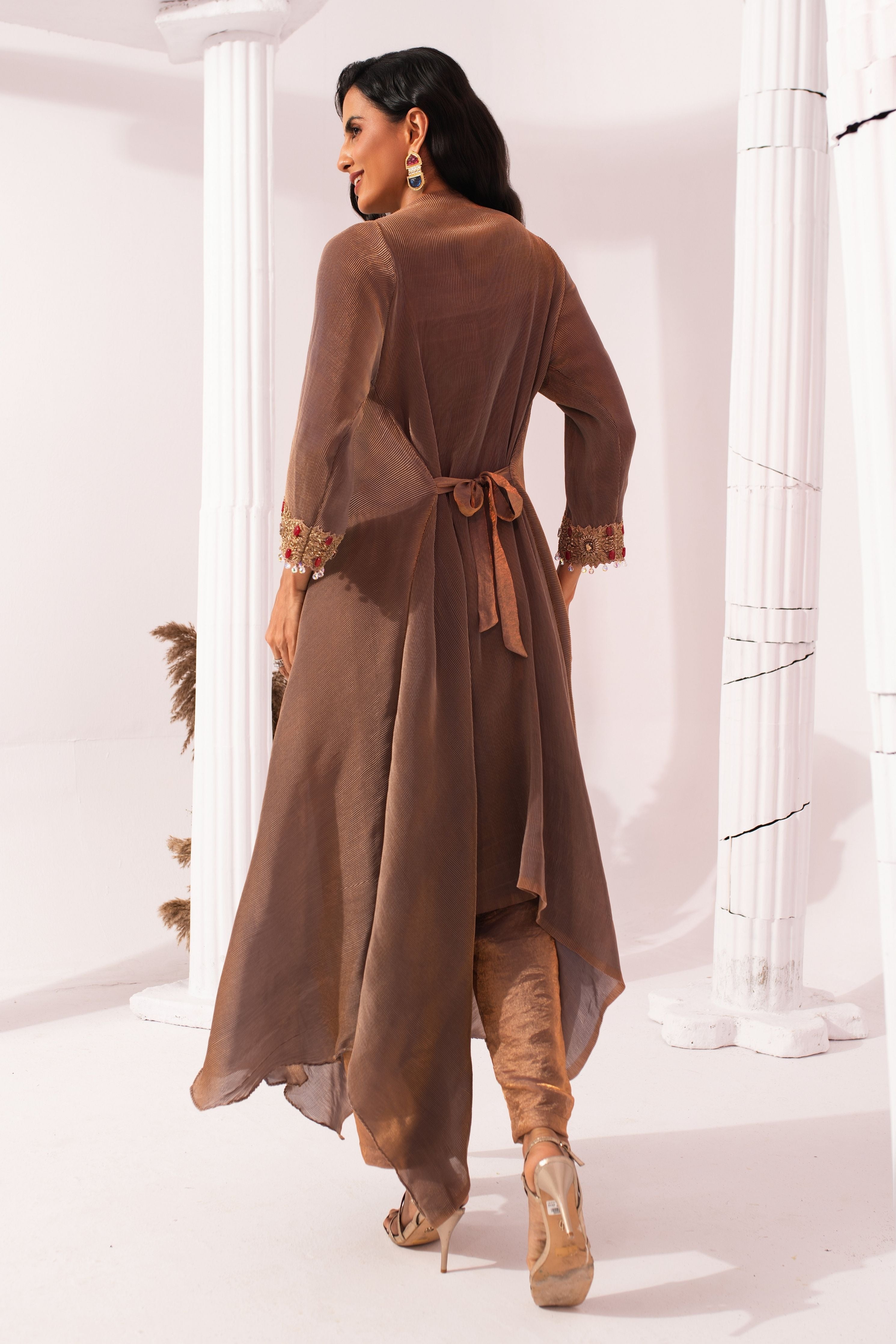 Metalic Chestnut  Drape Co-Ord Set