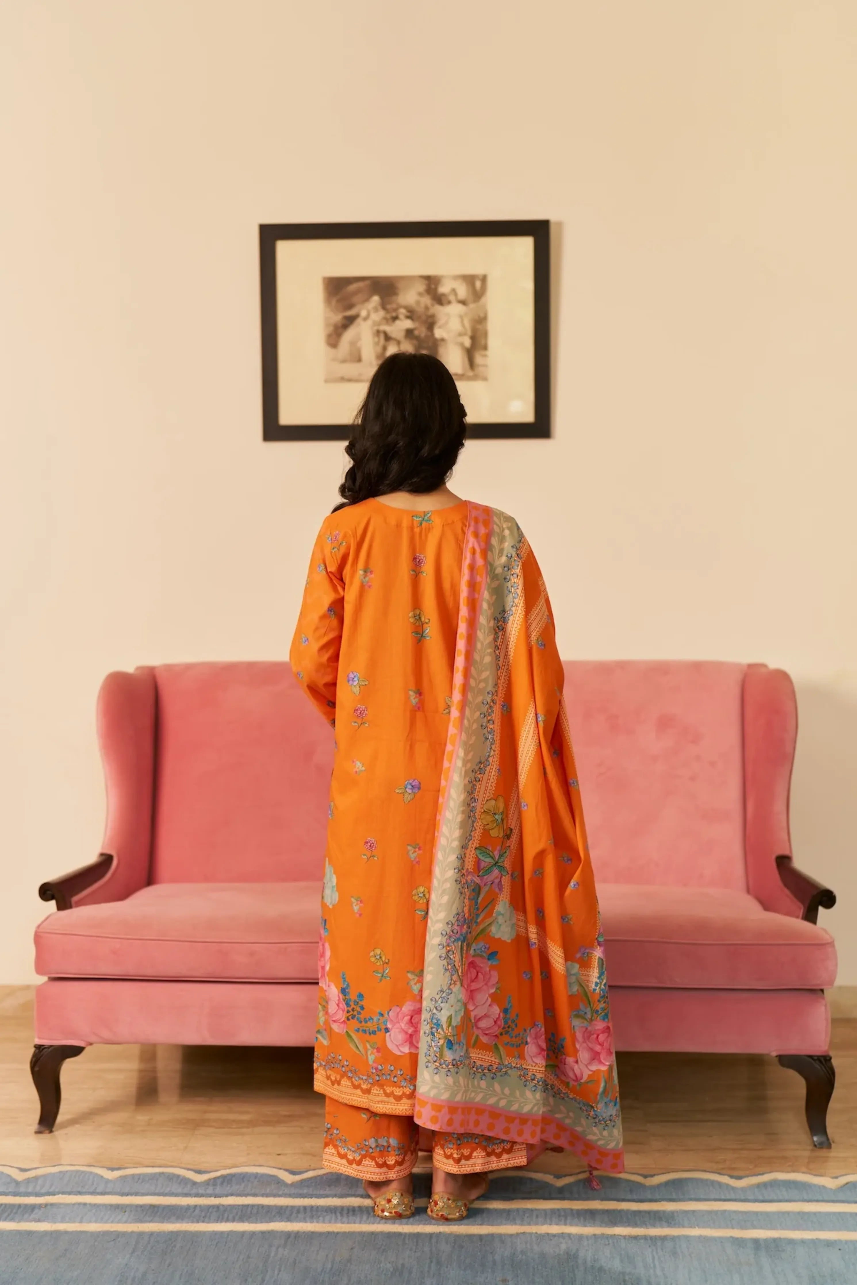 Dhwani Narangi Kurta Set