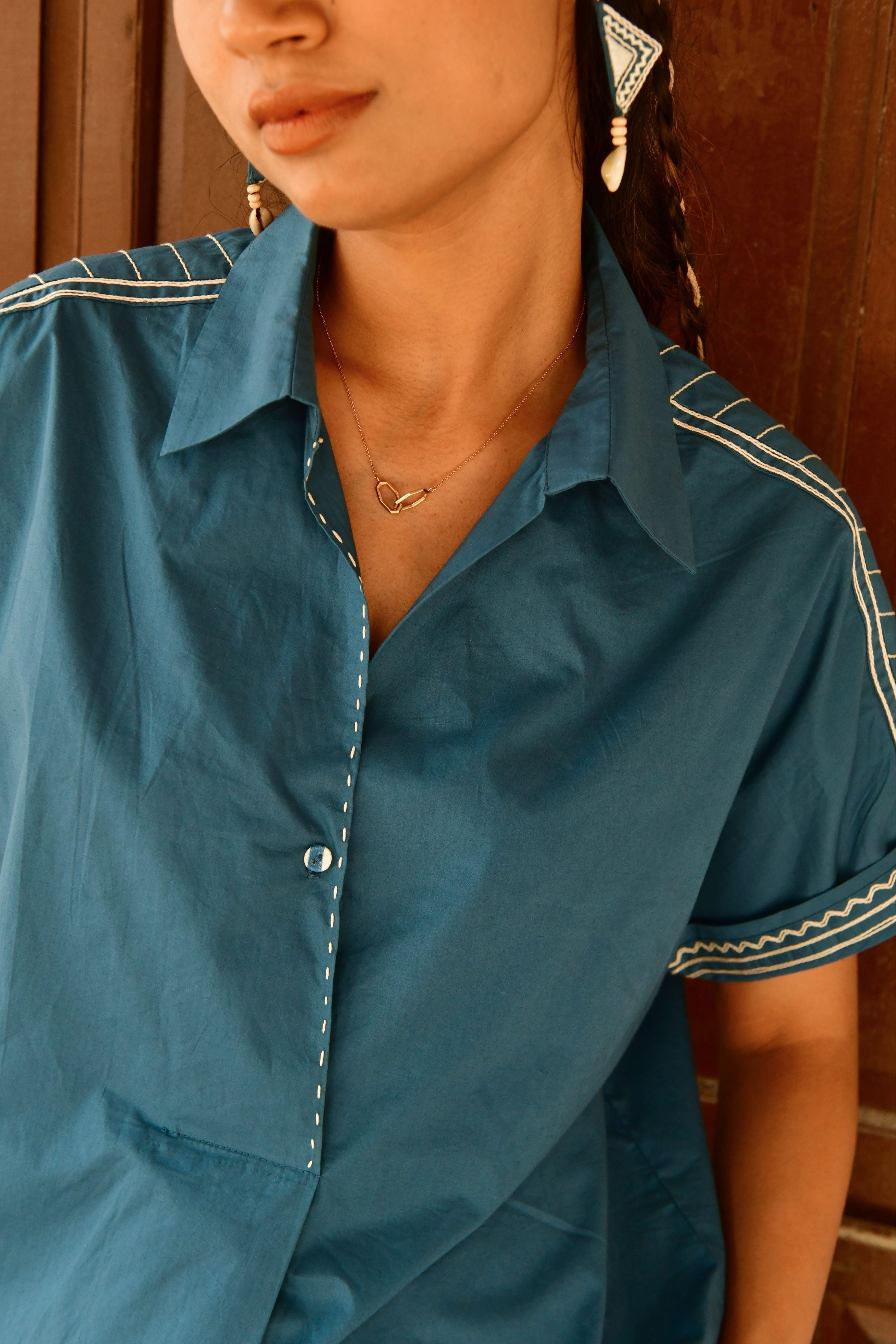 Deco Blue Embroidery Shirt