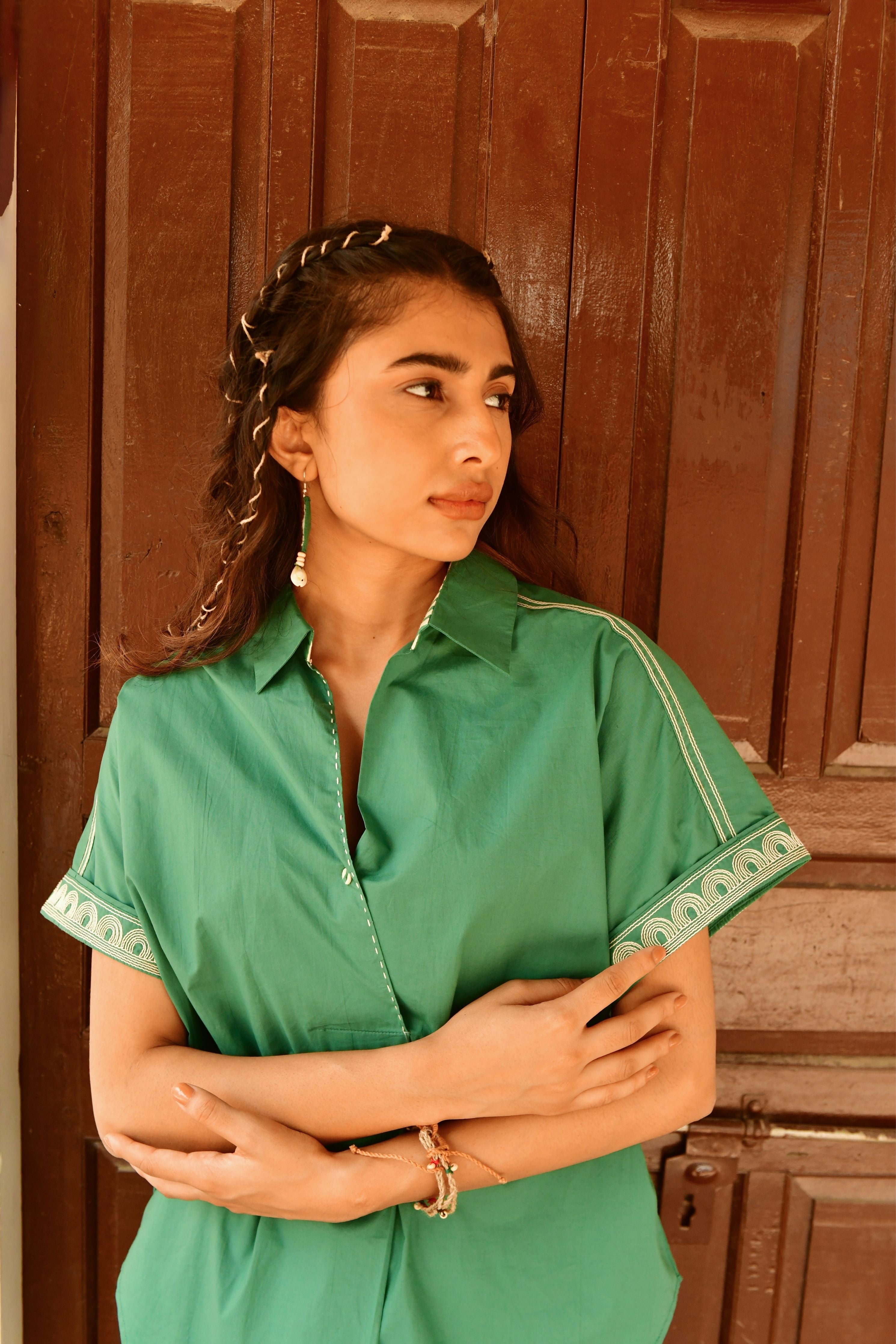 Deco Green Embroidery Shirt