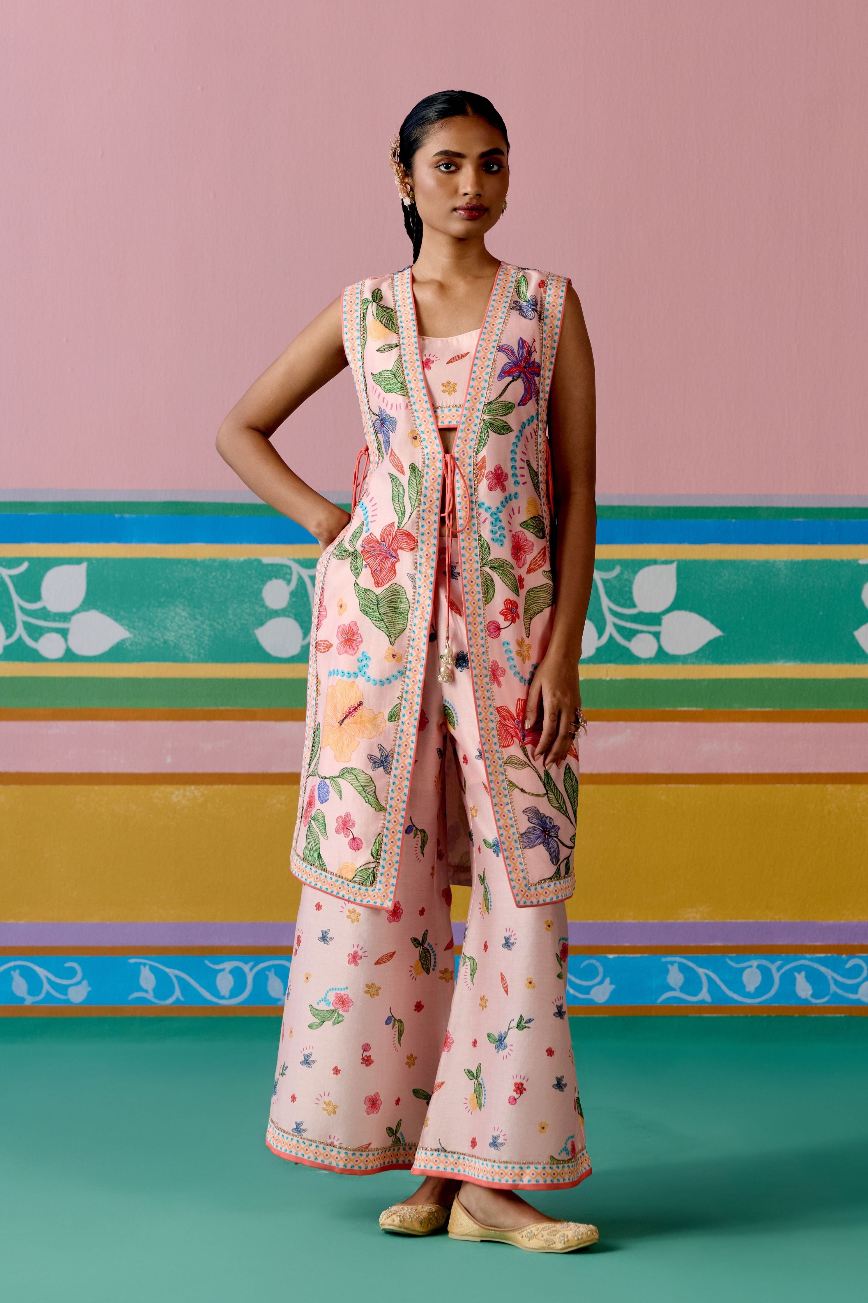 Dusty Pink Floral Jacket Set