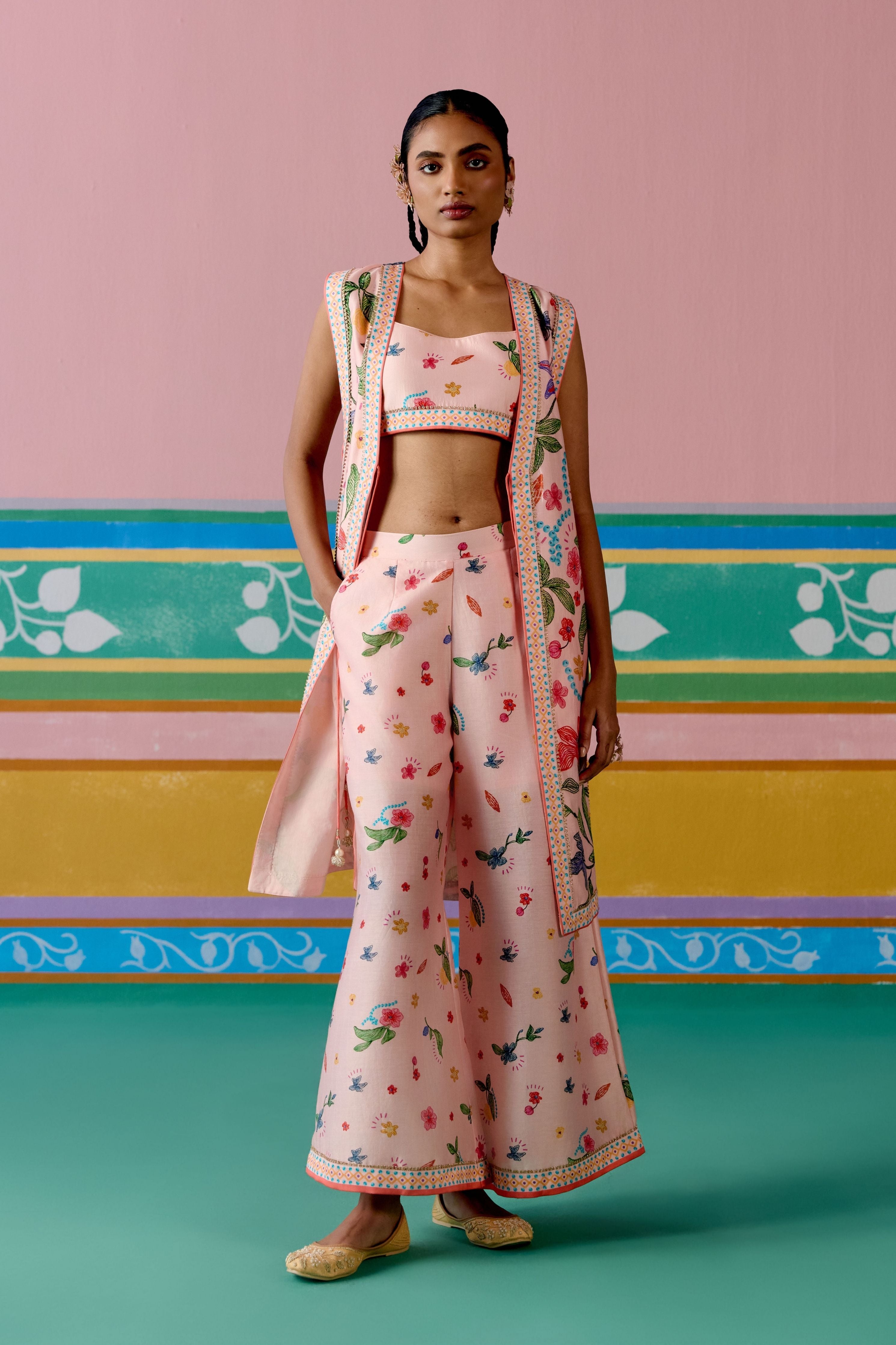 Dusty Pink Floral Jacket Set