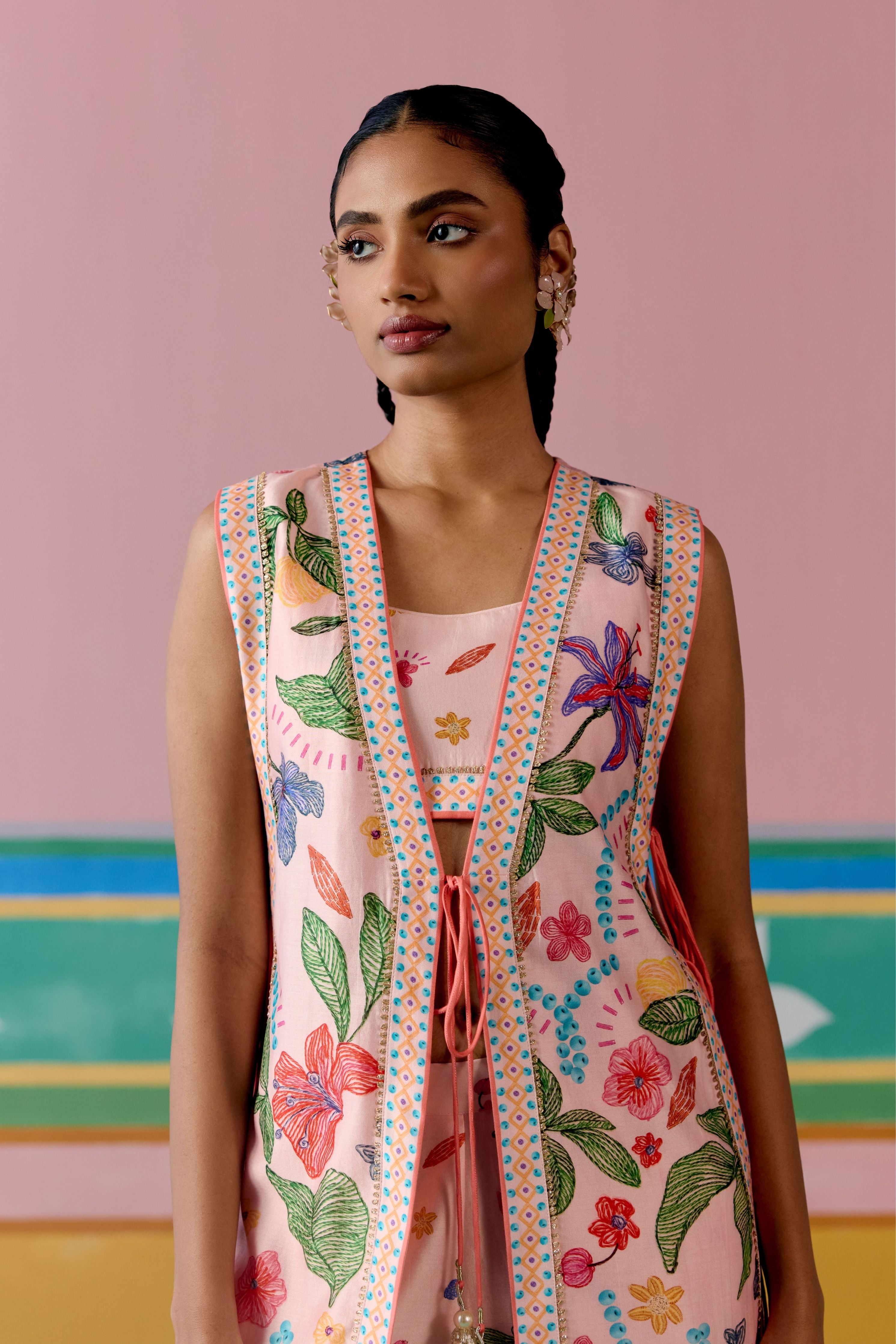 Dusty Pink Floral Jacket Set