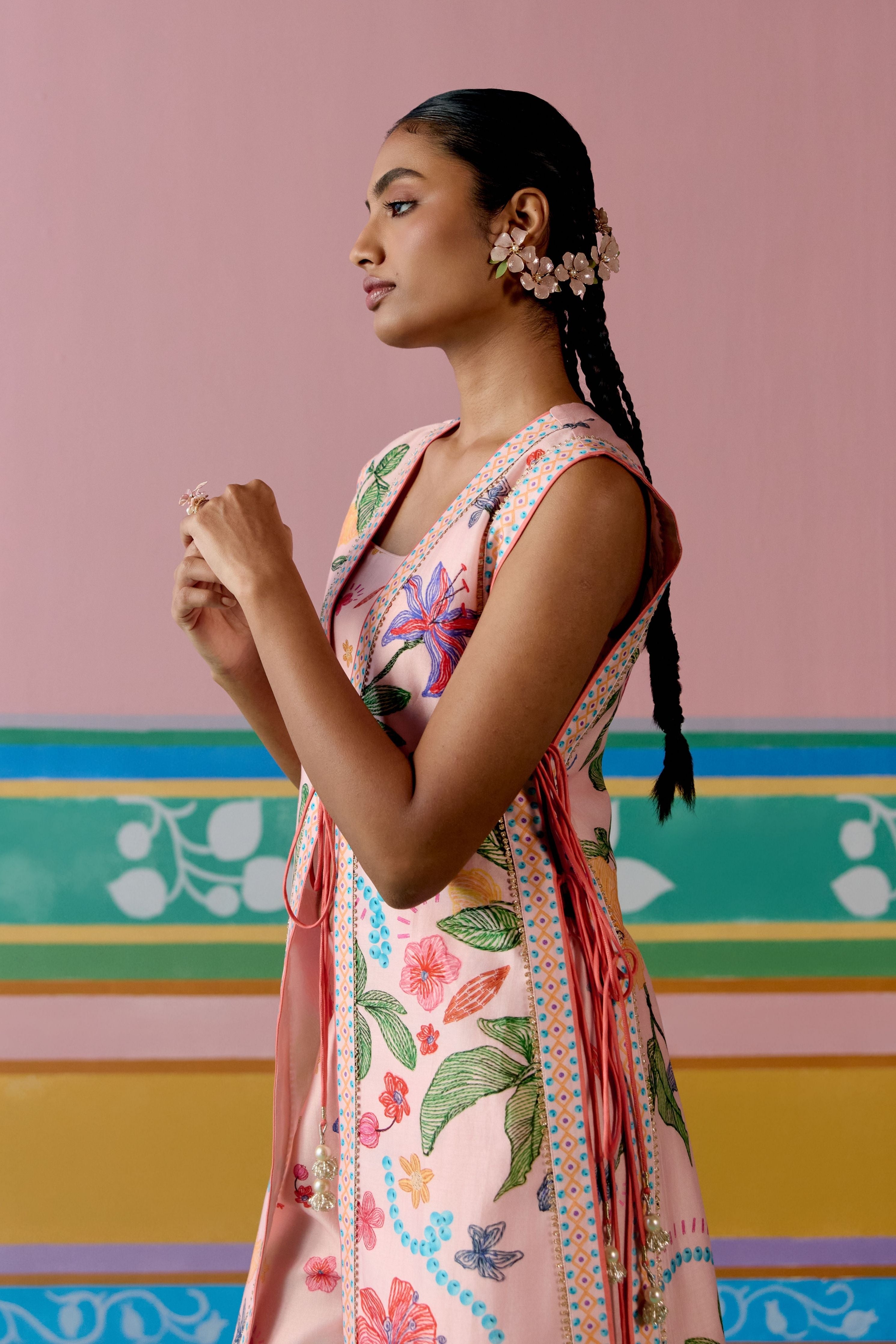 Dusty Pink Floral Jacket Set