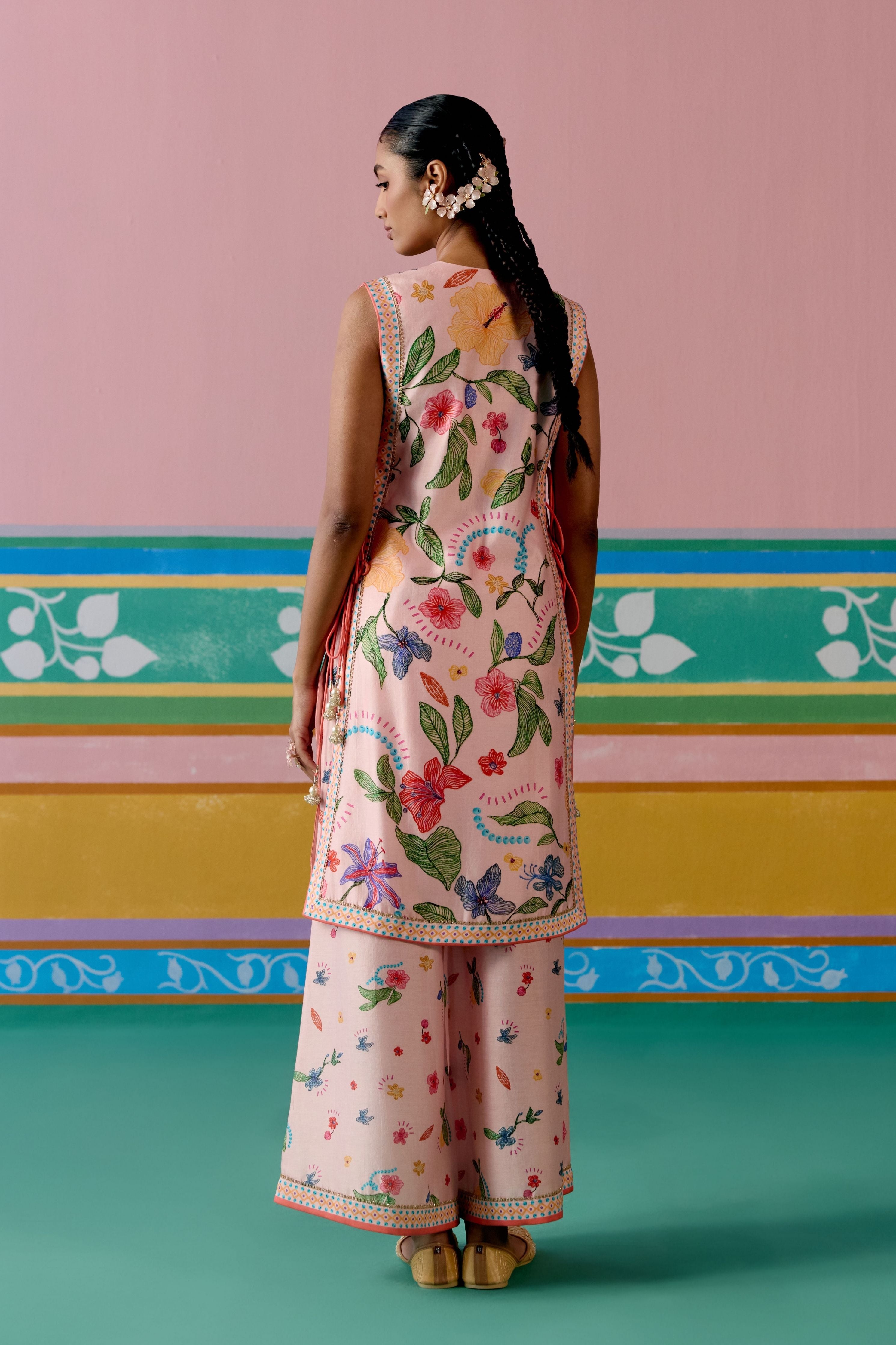 Dusty Pink Floral Jacket Set
