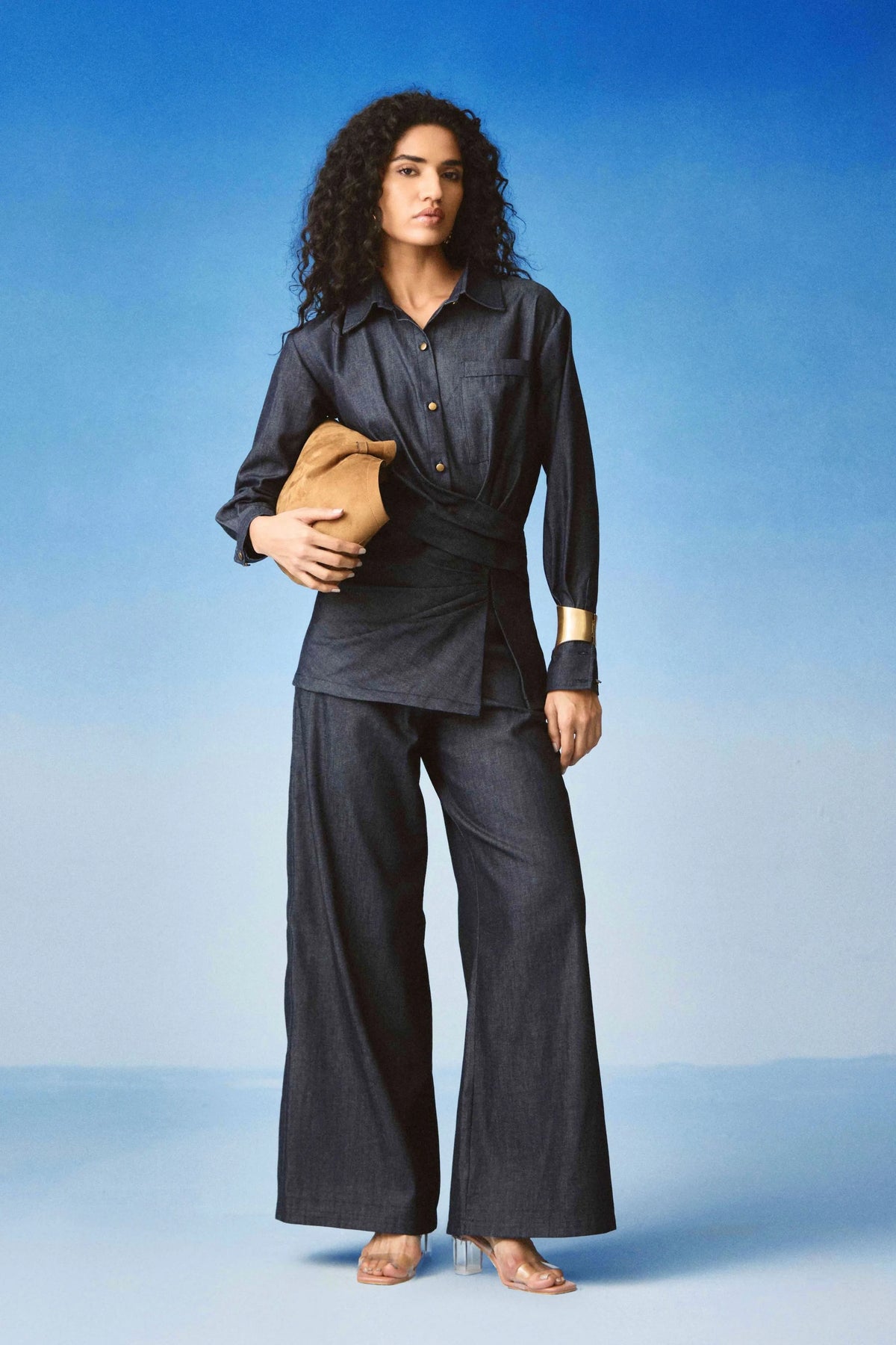 Draped Denim Set