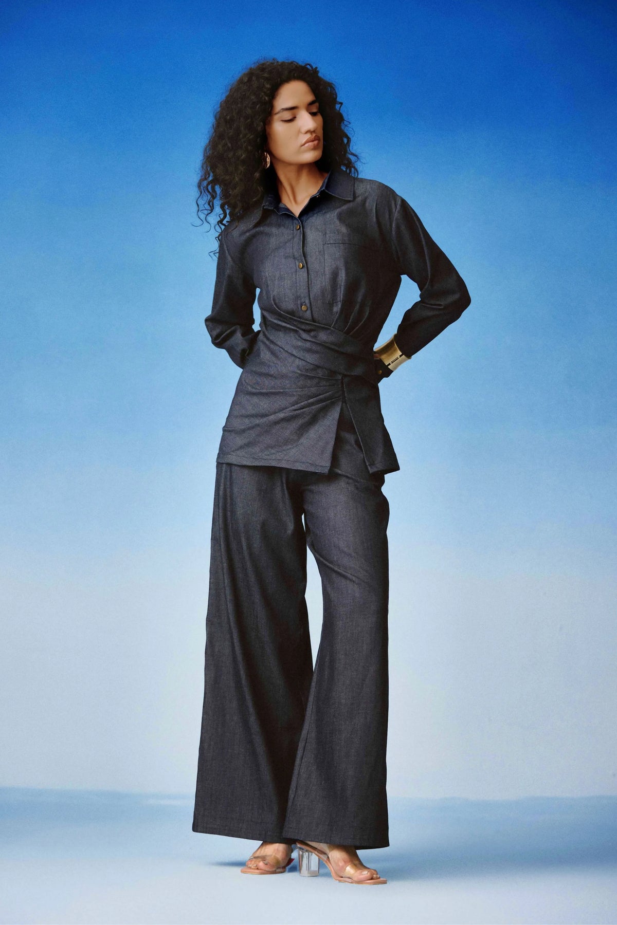 Draped Denim Set