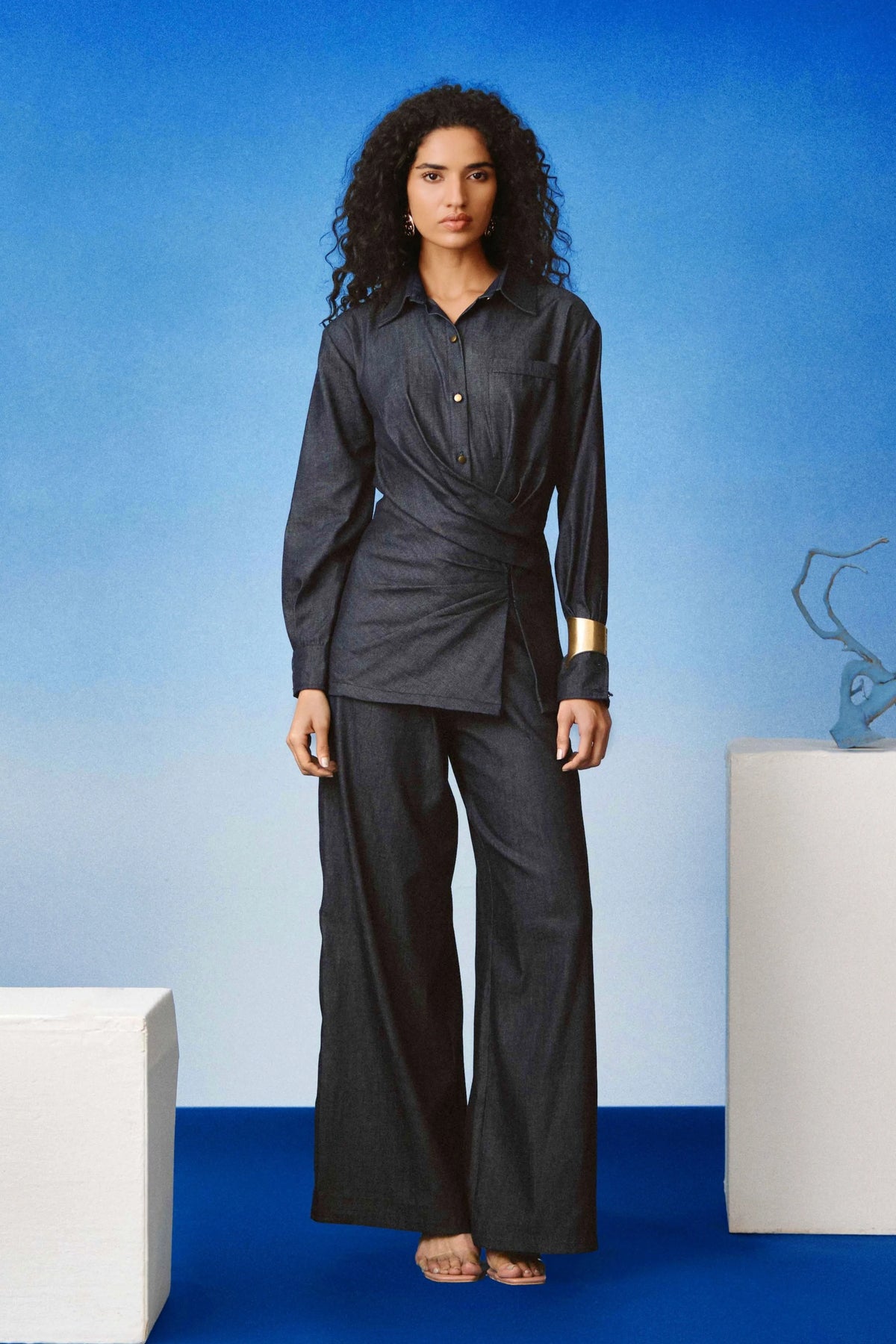 Draped Denim Set