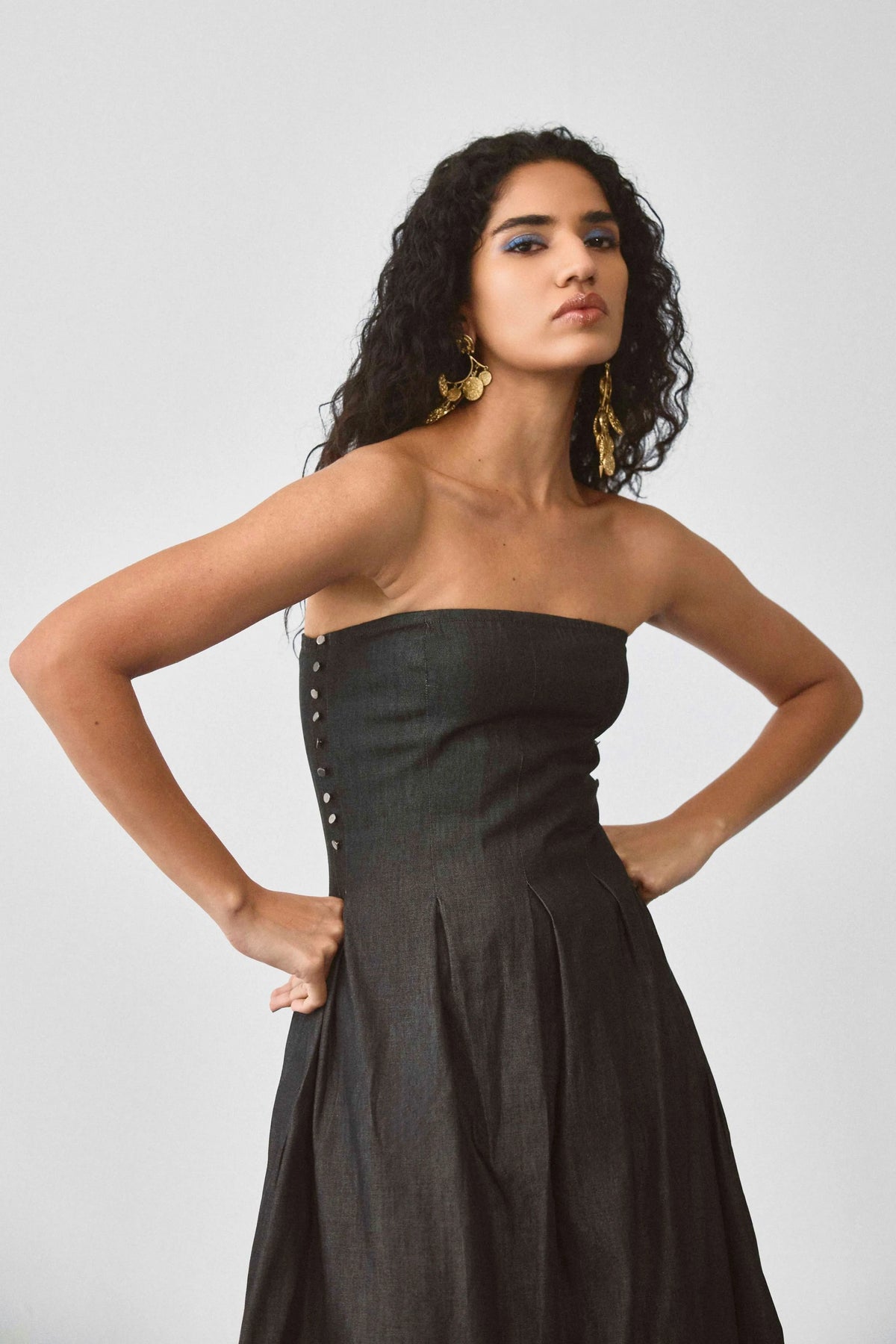 Flared Baloon Denim Dress