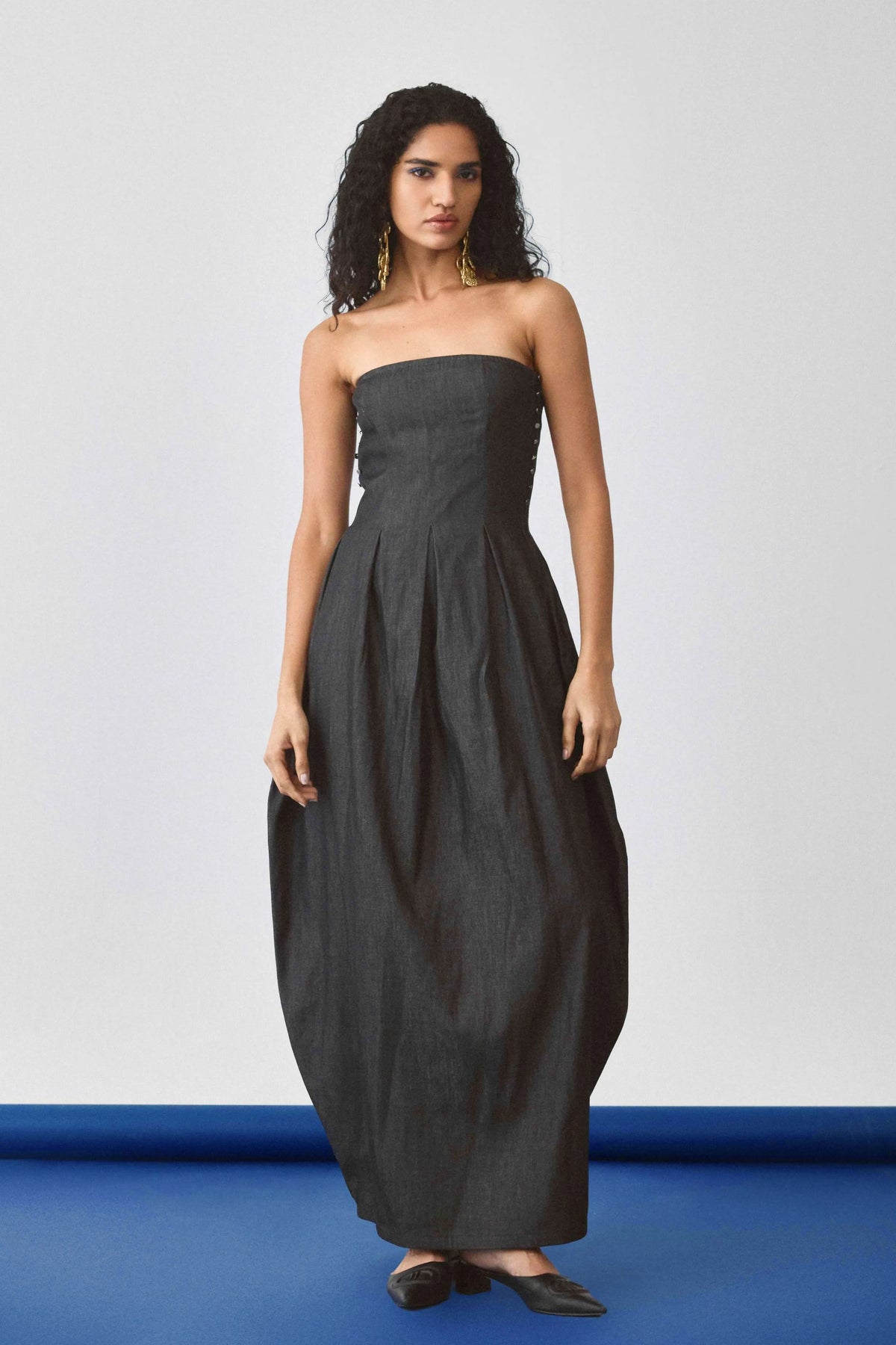 Flared Baloon Denim Dress