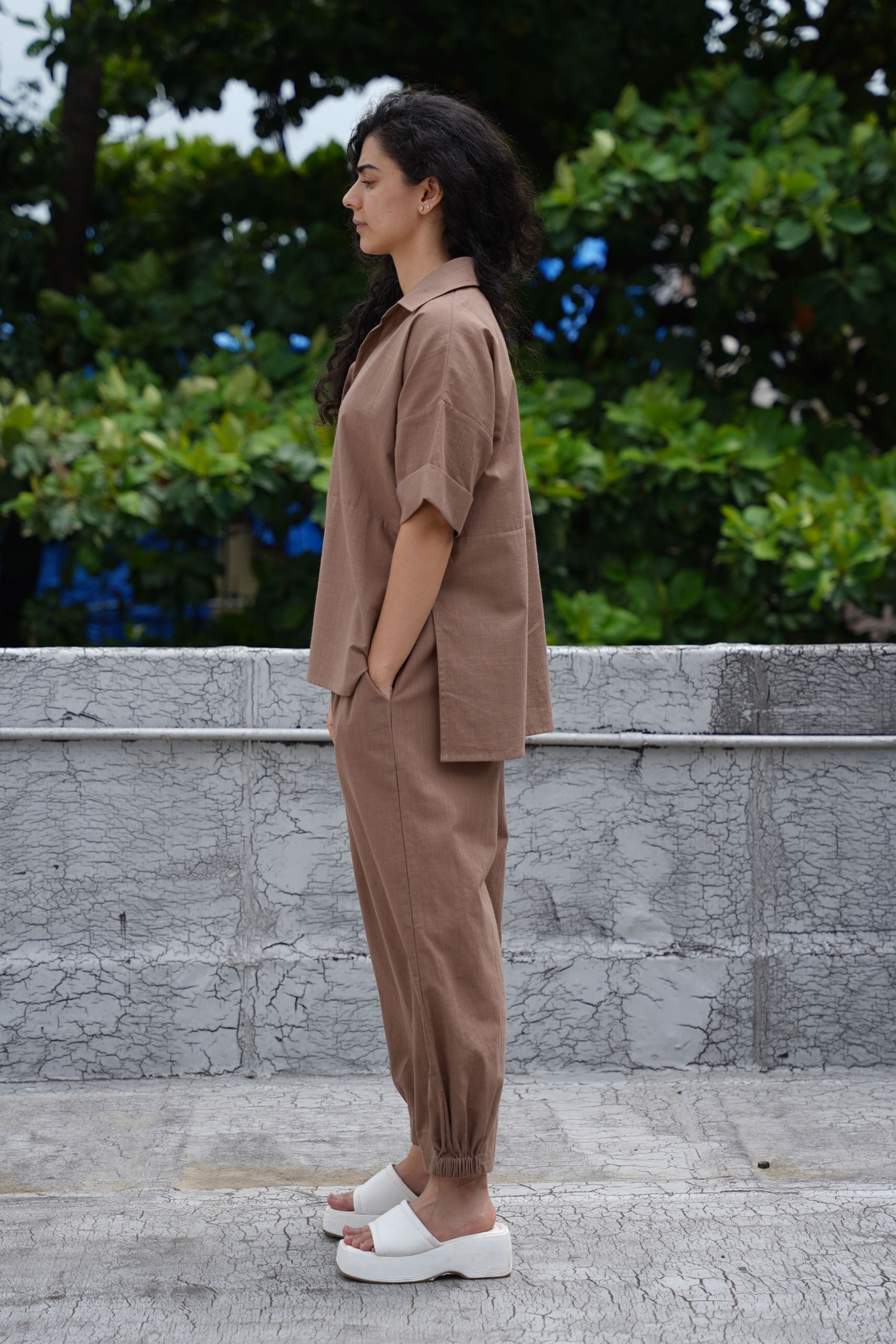 Beige Ekin Shirt & Hera Cotton Co-Ord Set