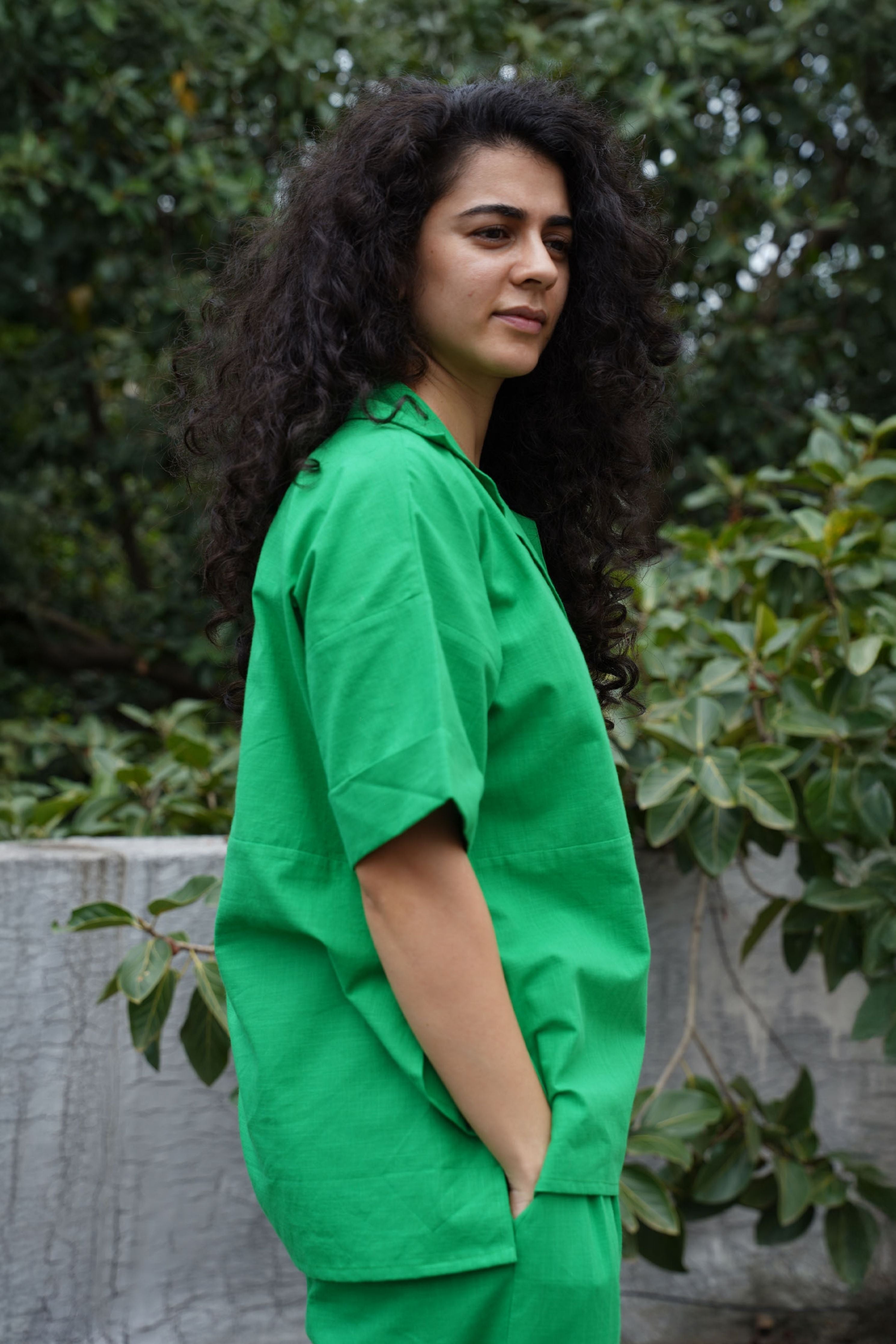 Green Ekin Shirt & Hera Cotton Co-Ord Set