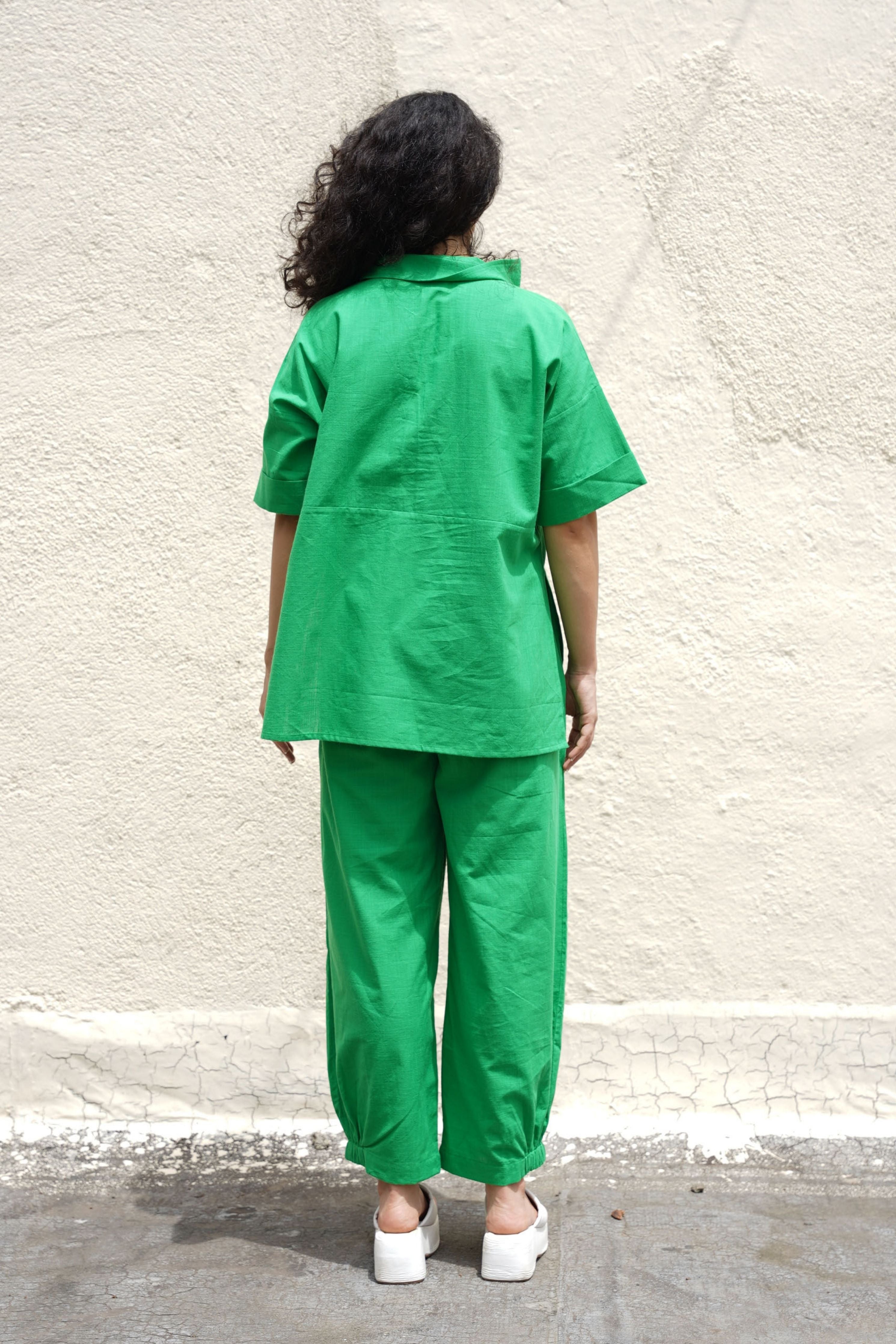 Green Ekin Shirt & Hera Cotton Co-Ord Set