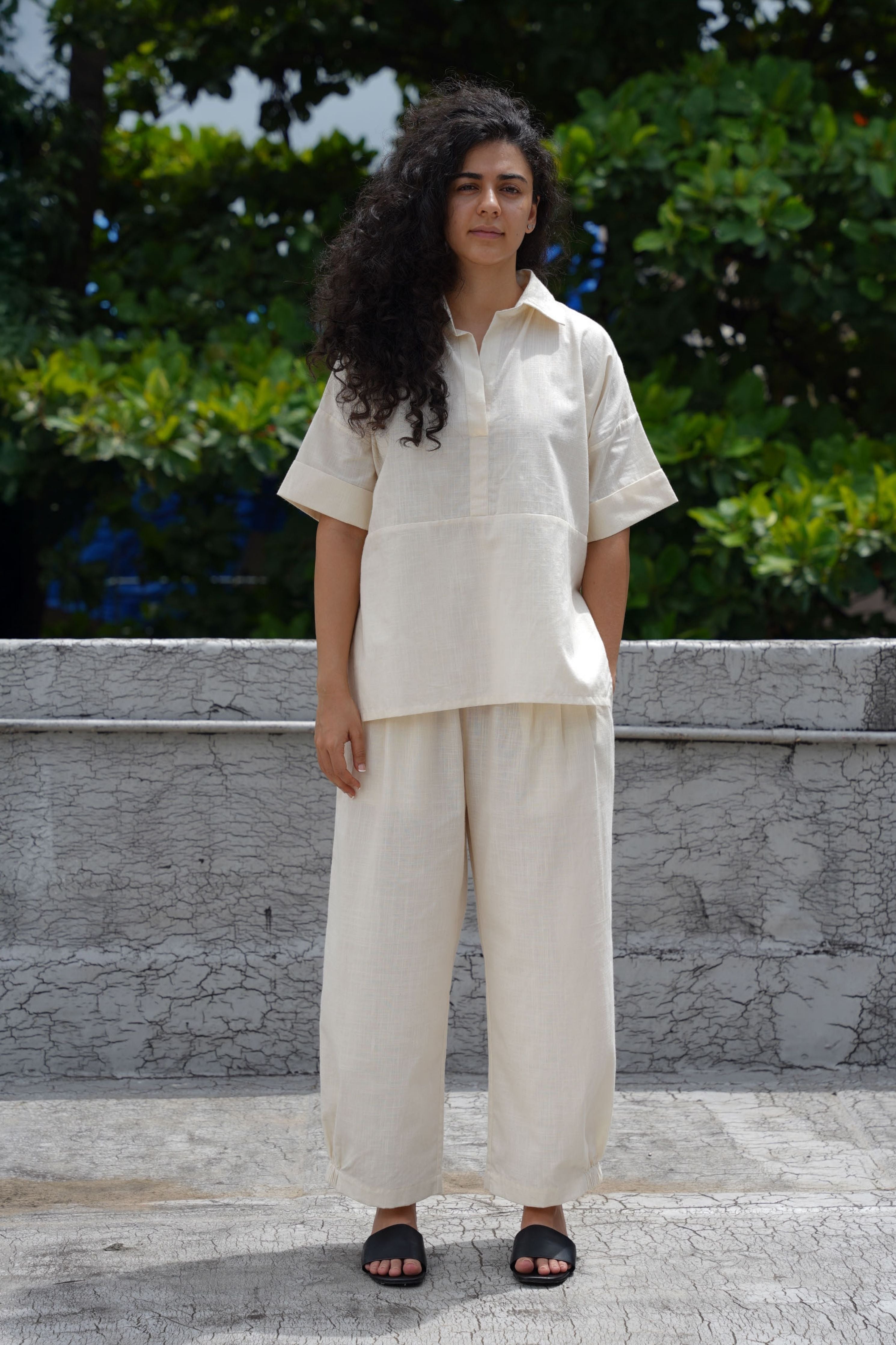 Oatmeal Ekin Shirt & Hera Cotton Co-Ord Set