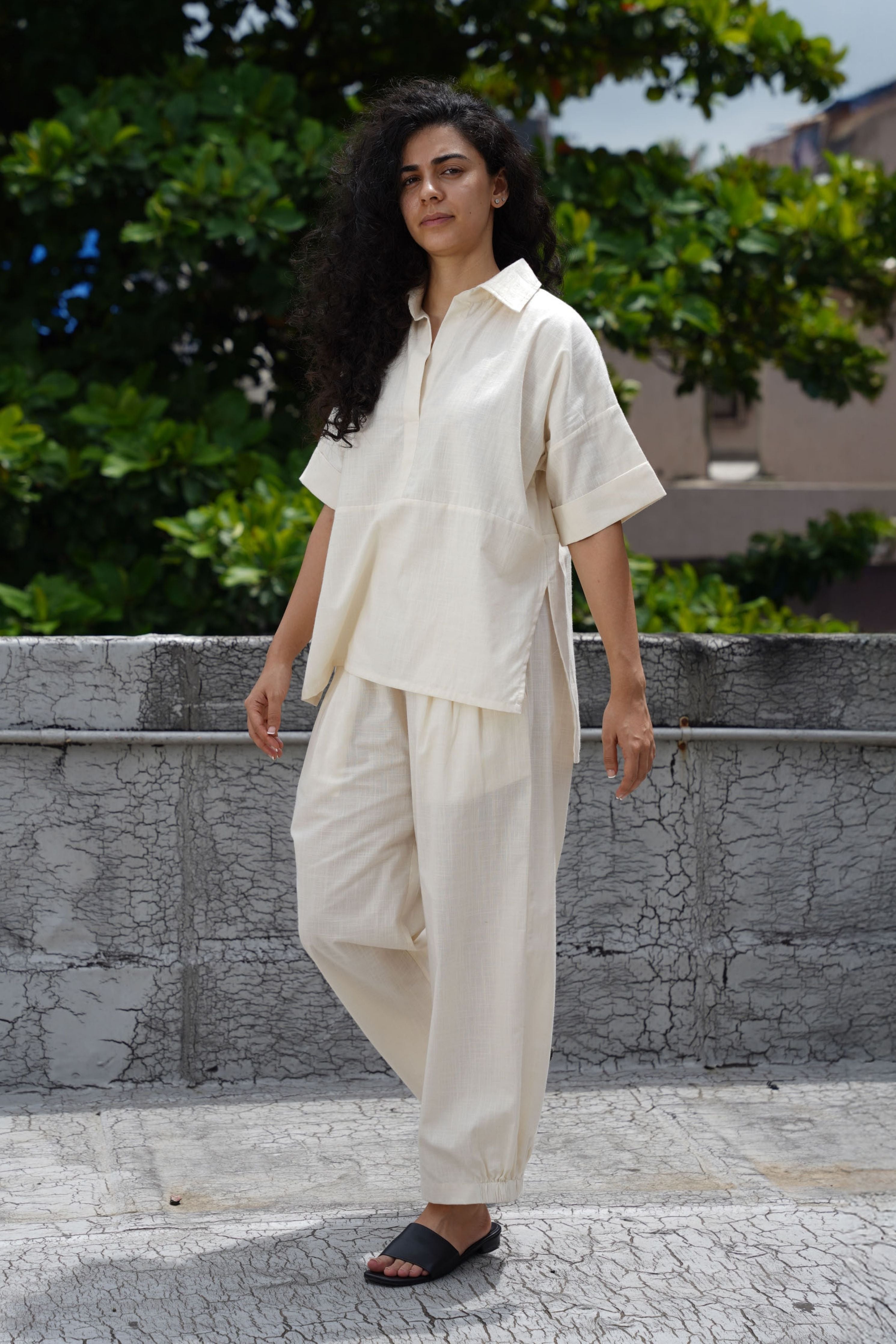 Oatmeal Ekin Shirt & Hera Cotton Co-Ord Set