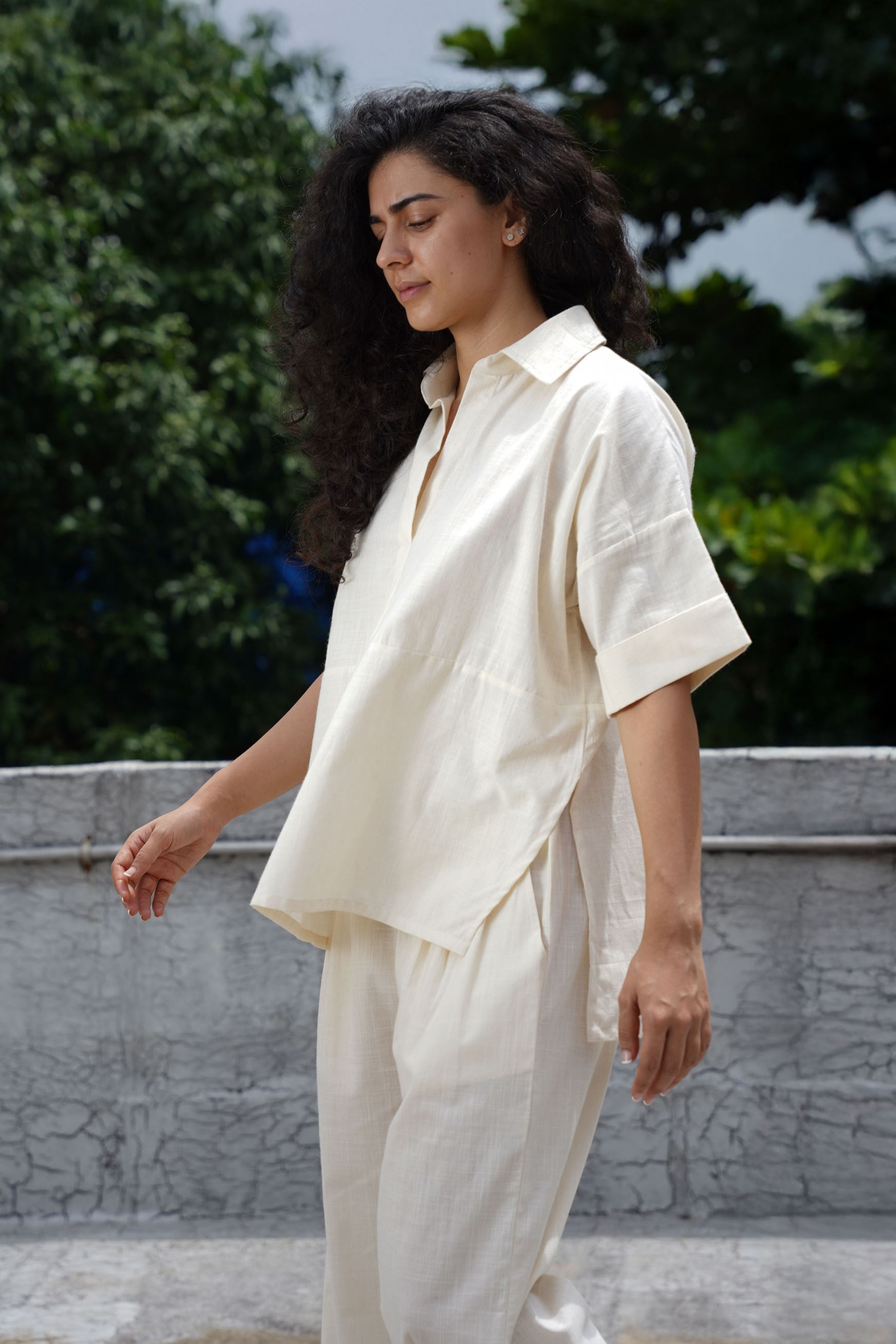 Oatmeal Ekin Shirt & Hera Cotton Co-Ord Set