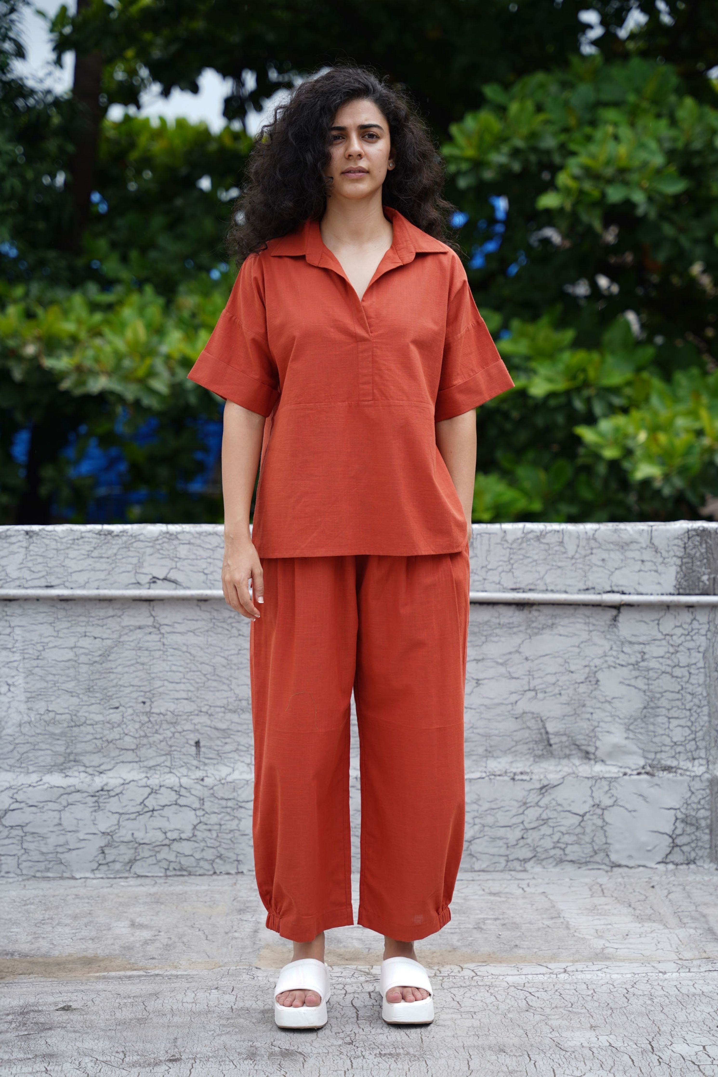 Rust Ekin Shirt & Hera Cotton Co-Ord Set
