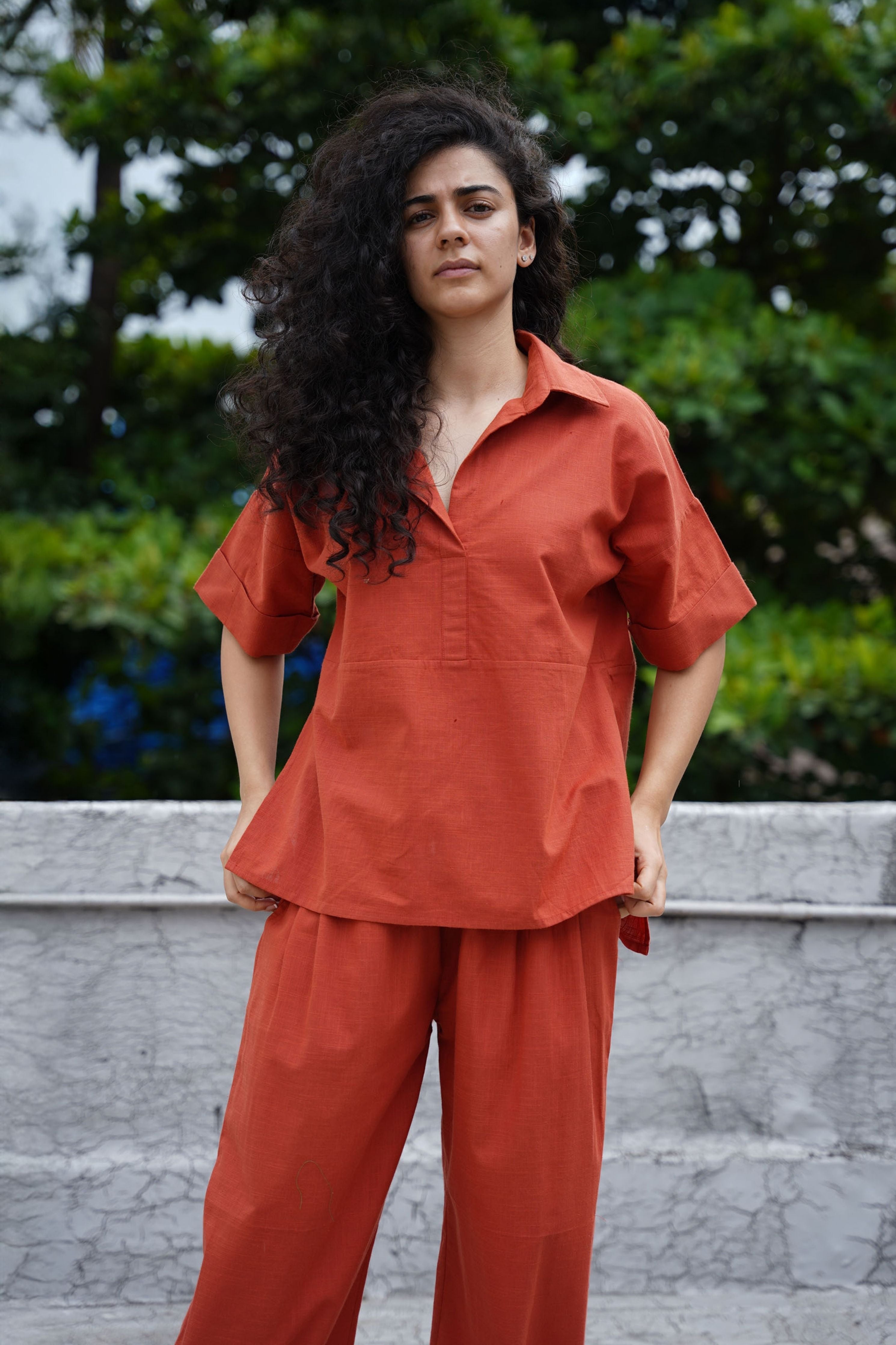 Rust Ekin Shirt & Hera Cotton Co-Ord Set