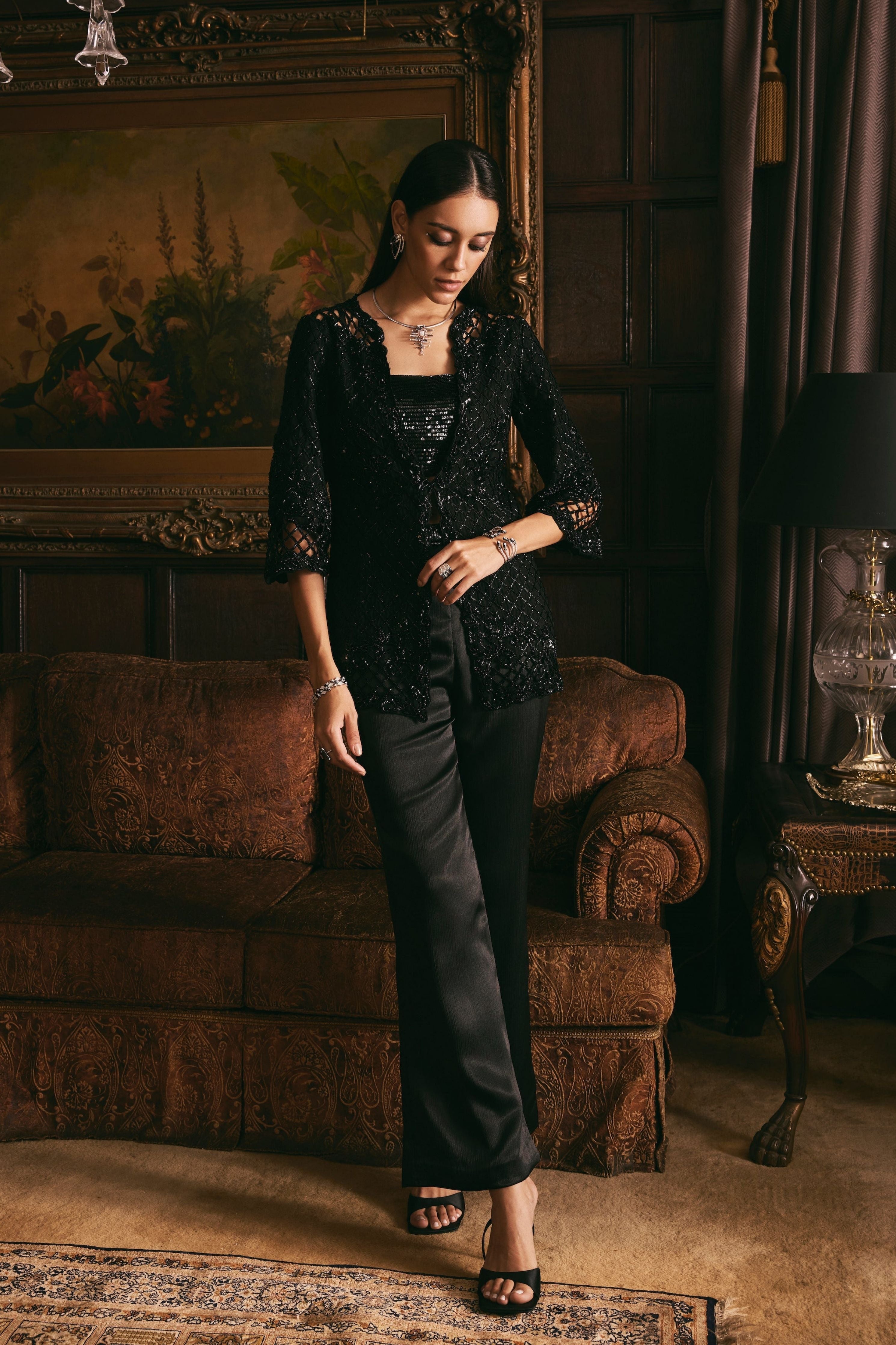 Night Bloom Indo - Western Set