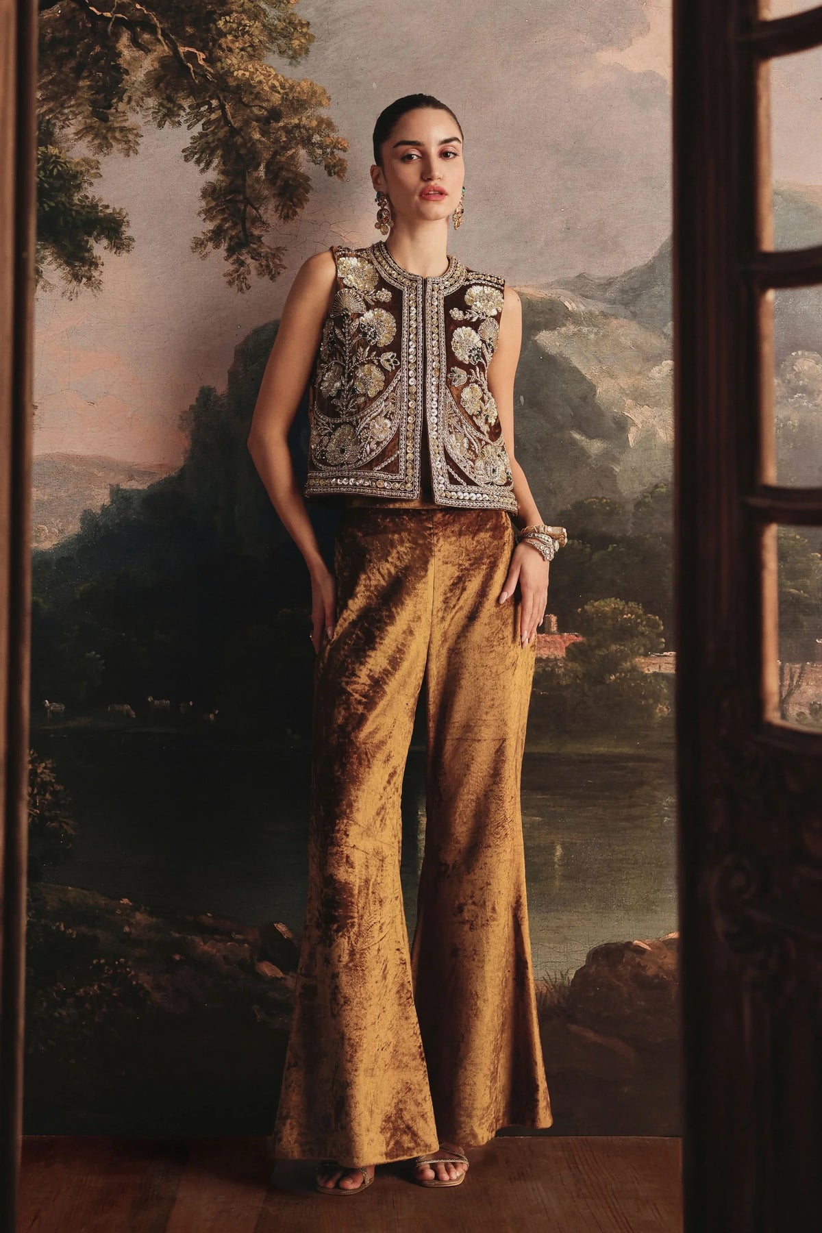 Clay Ochre Velvet Co-Ord Set