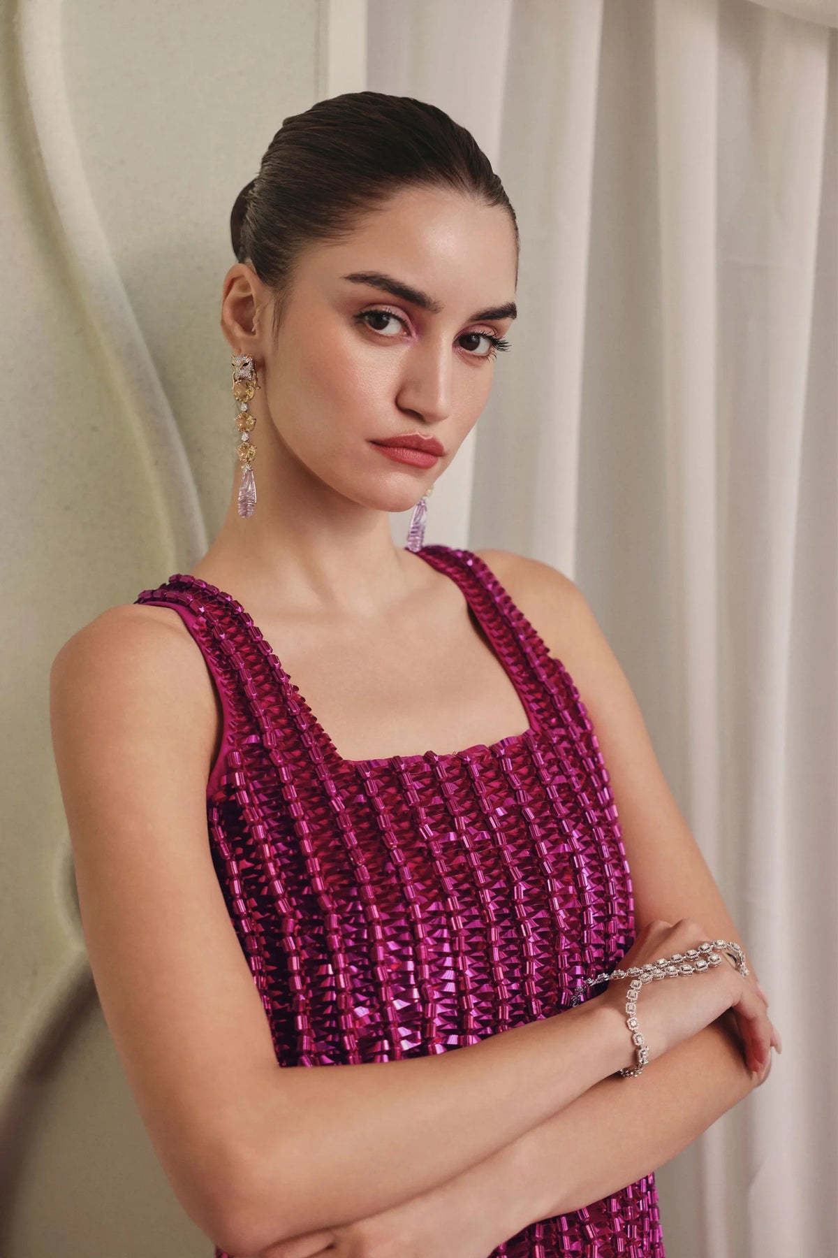 Pink Square Neck Dress