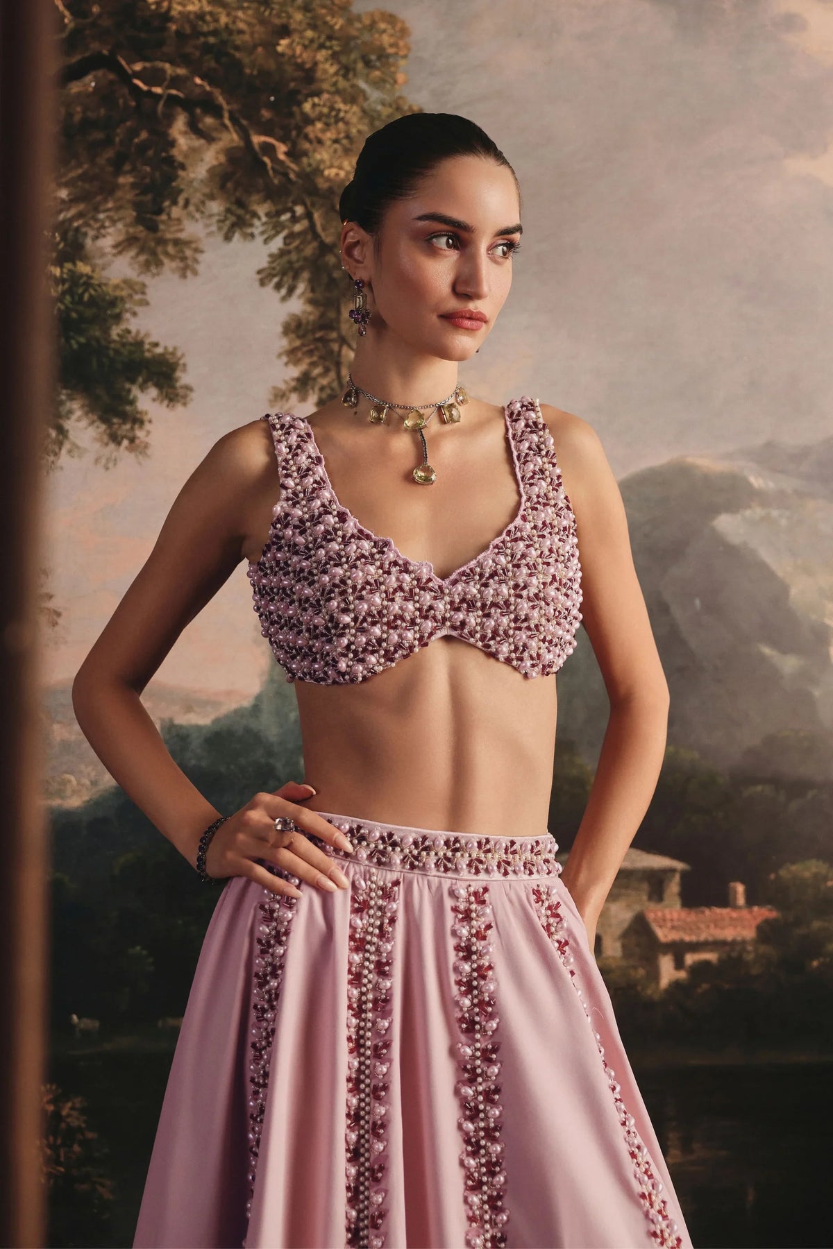Light Pink Printed Skirt Set