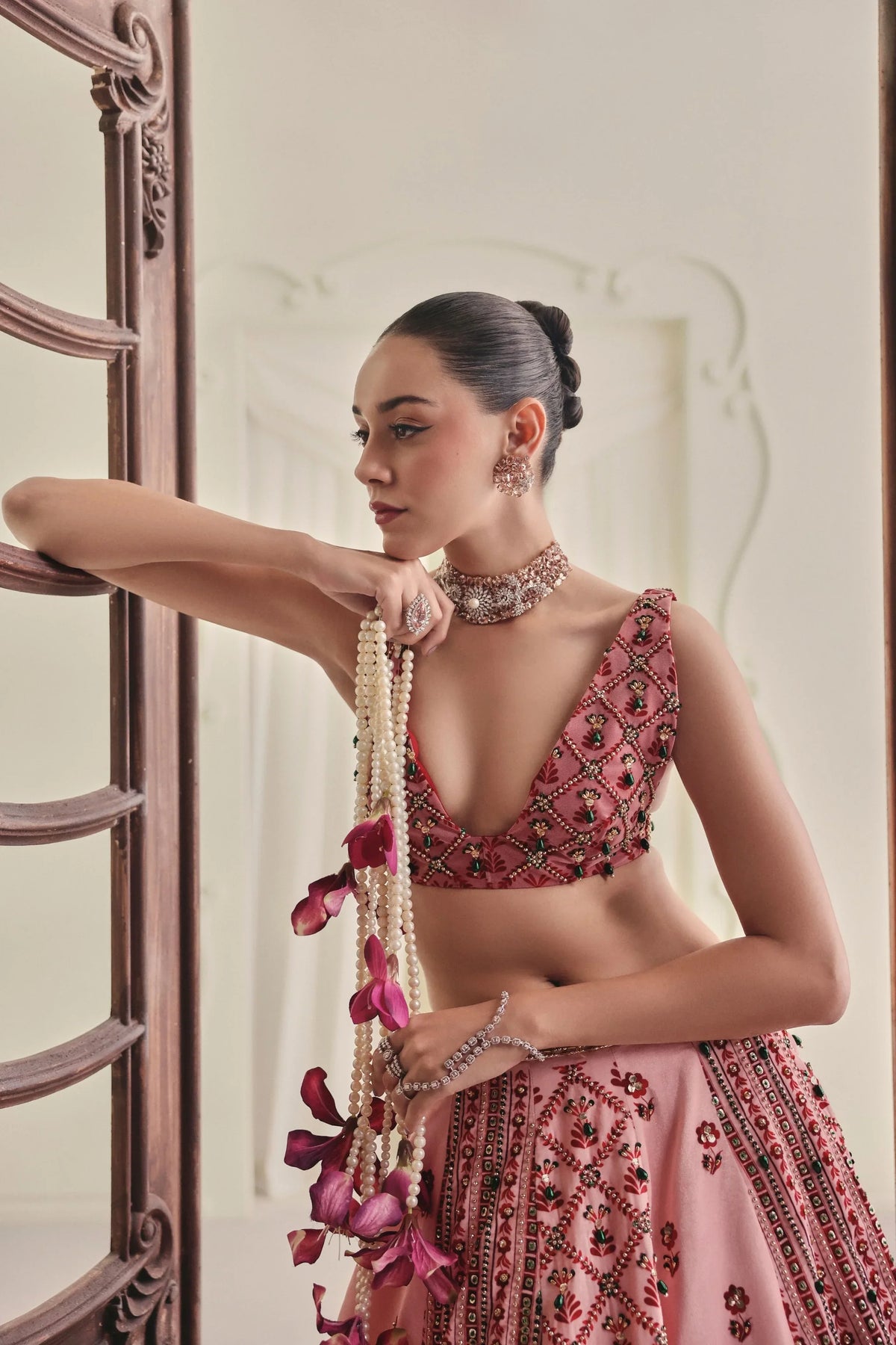 Light Pink Printed Skirt Set