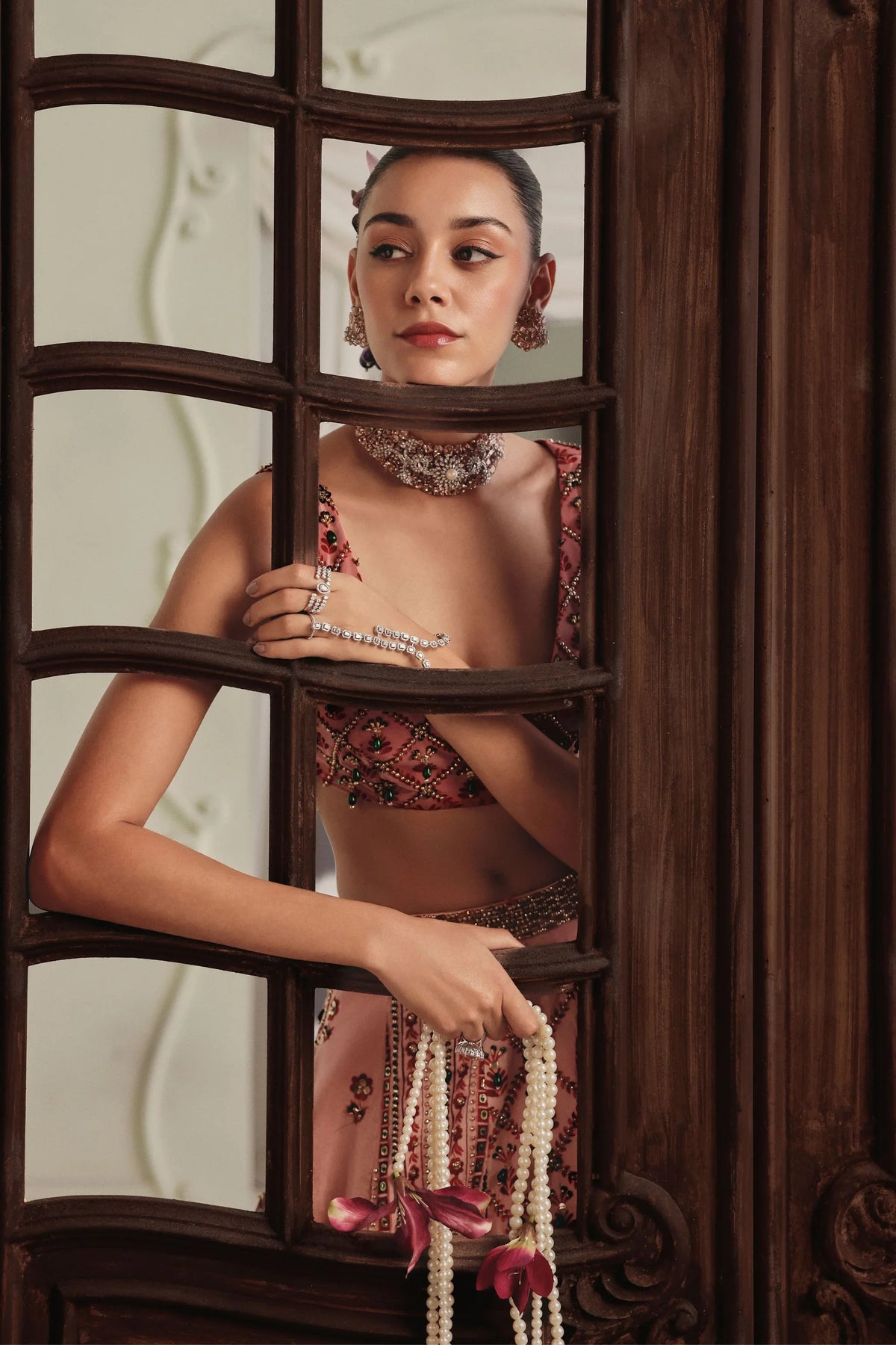 Light Pink Printed Skirt Set