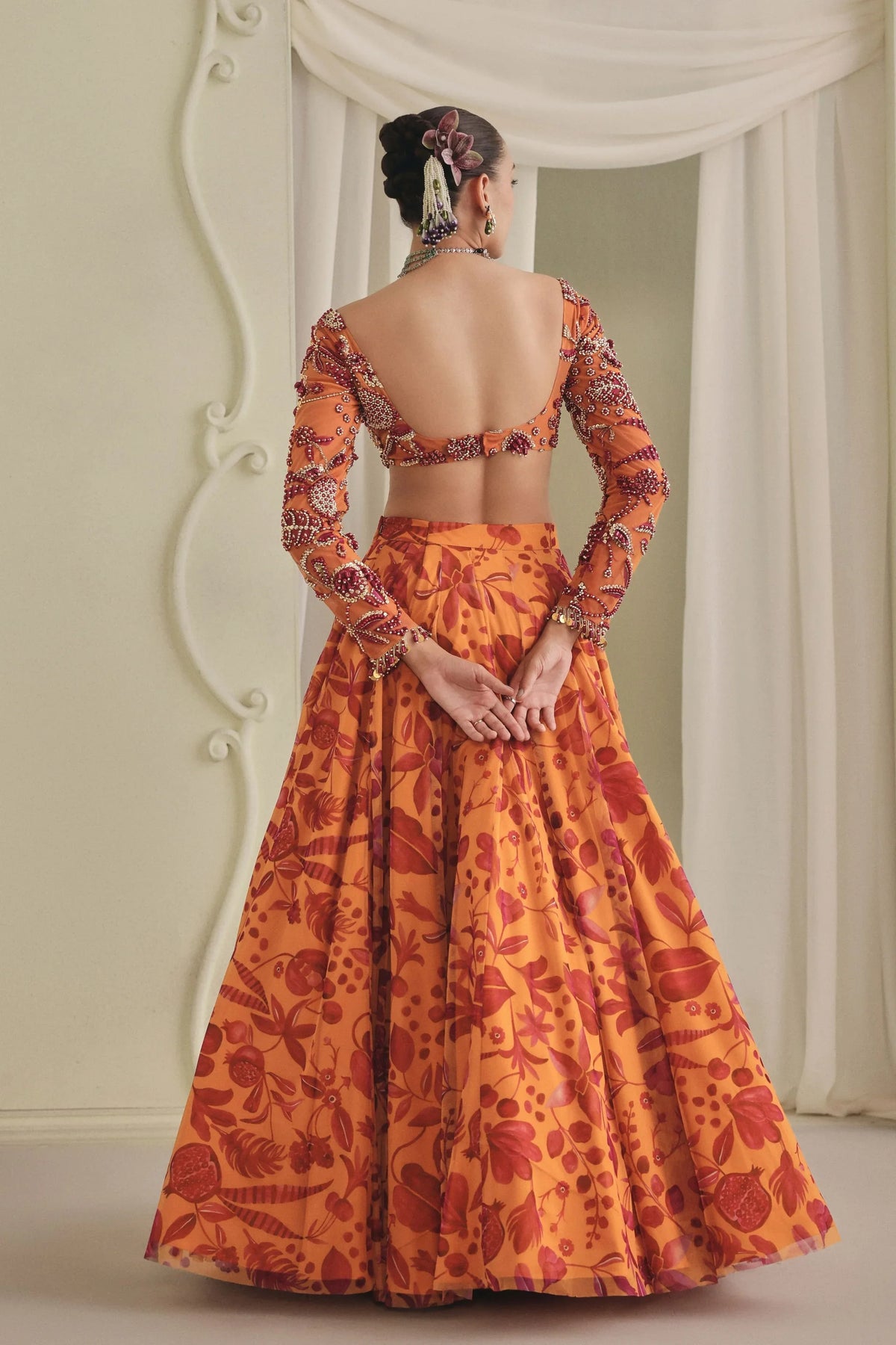 Yellow Printed Lehenga Set