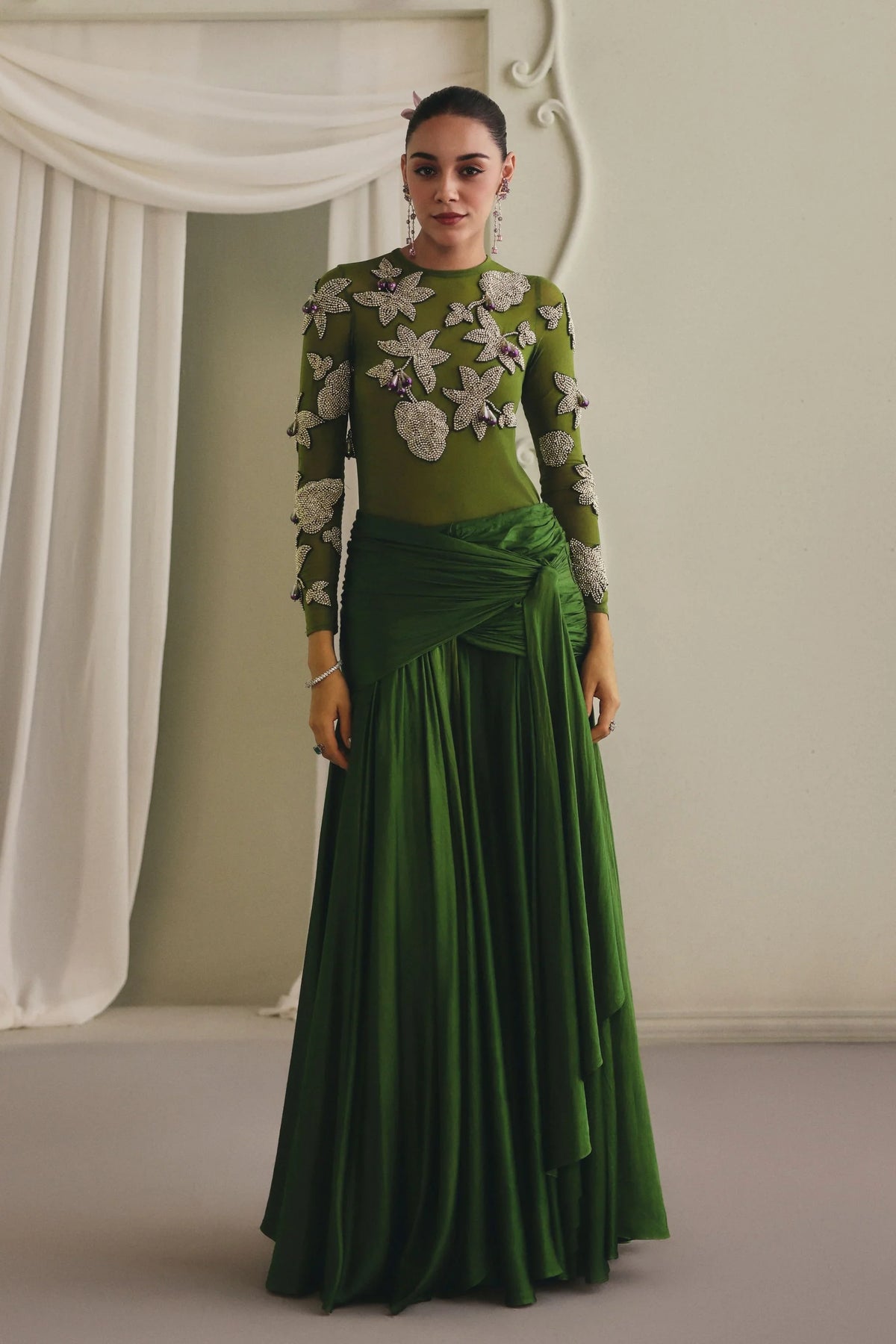 Olive Green Skirt Set