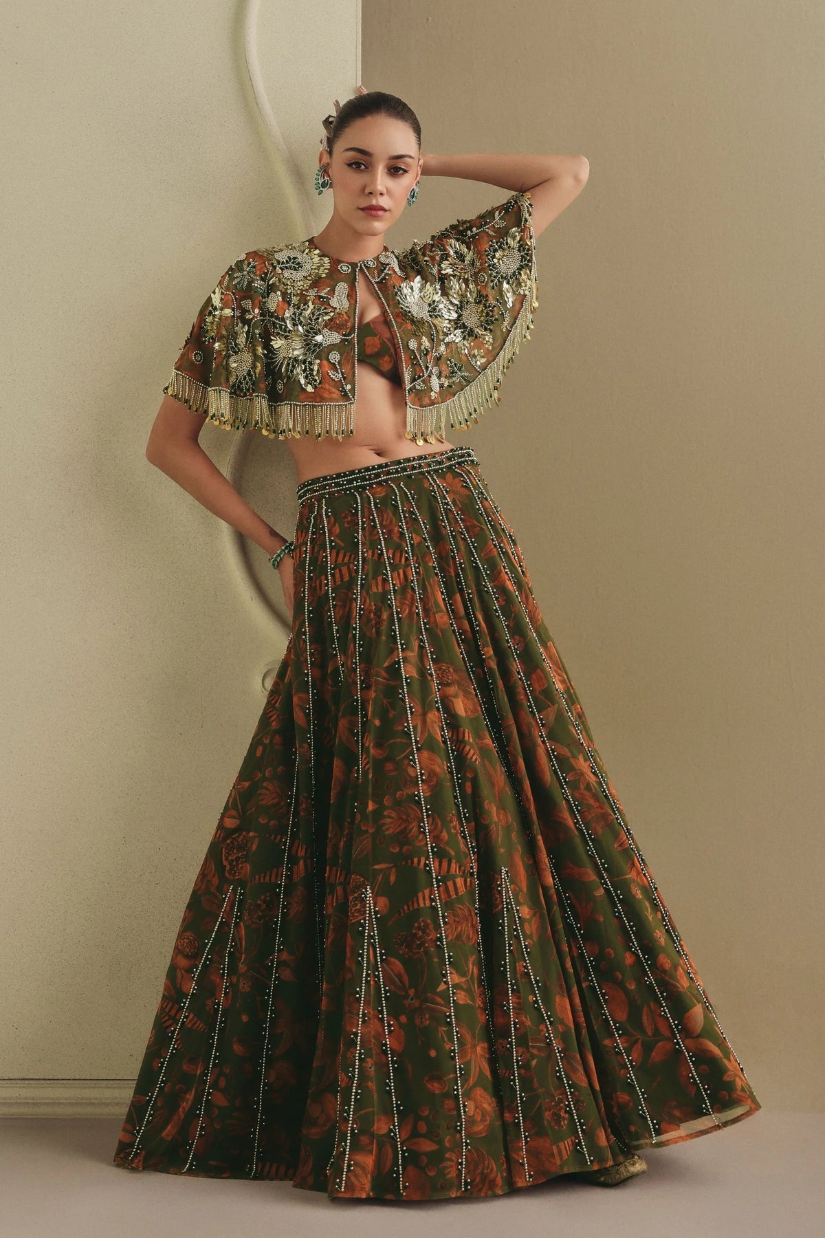 Olive Lehenga Set
