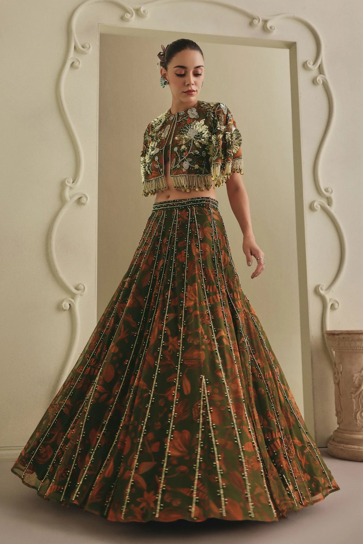 Olive Lehenga Set
