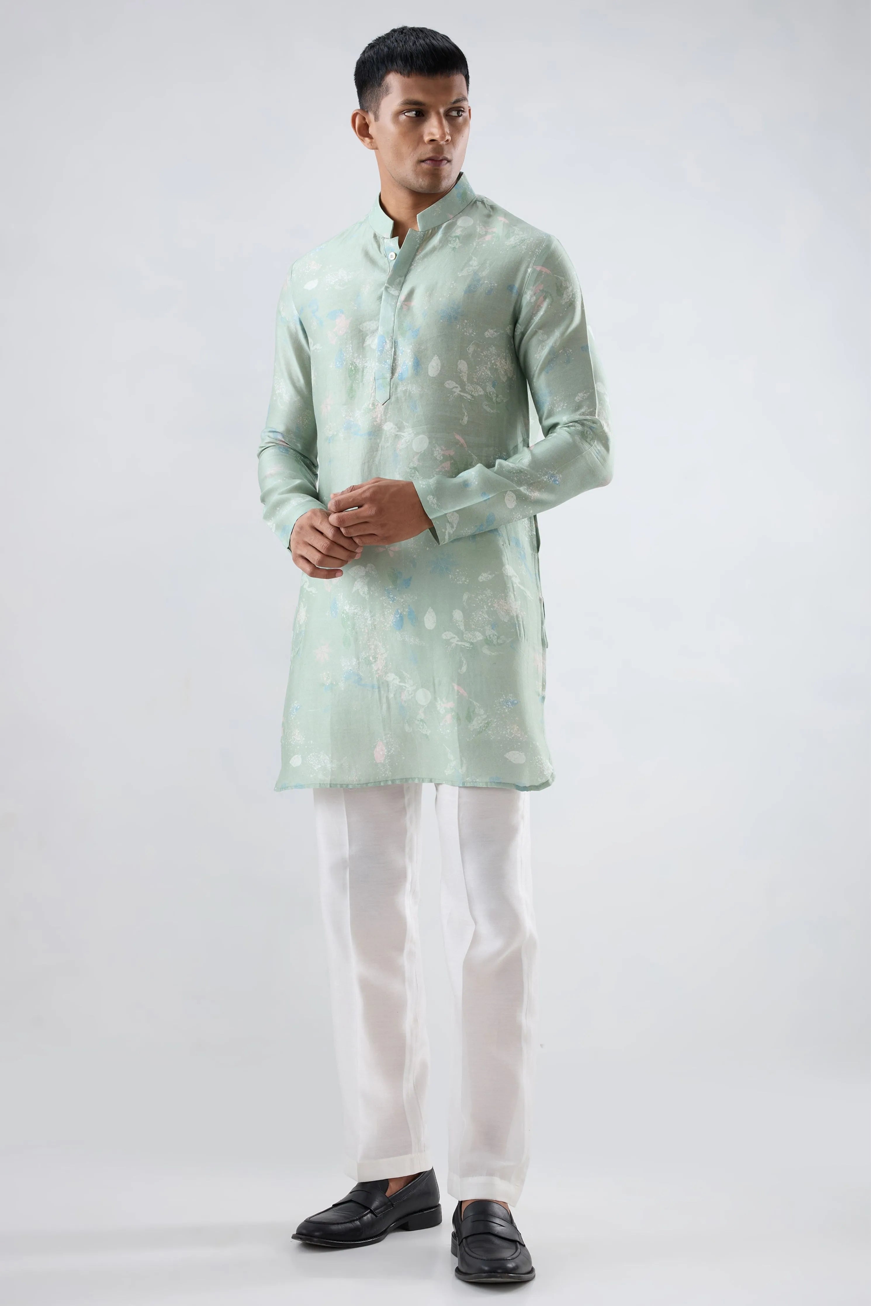 Mint Green Leaf Ecoprint Kurta