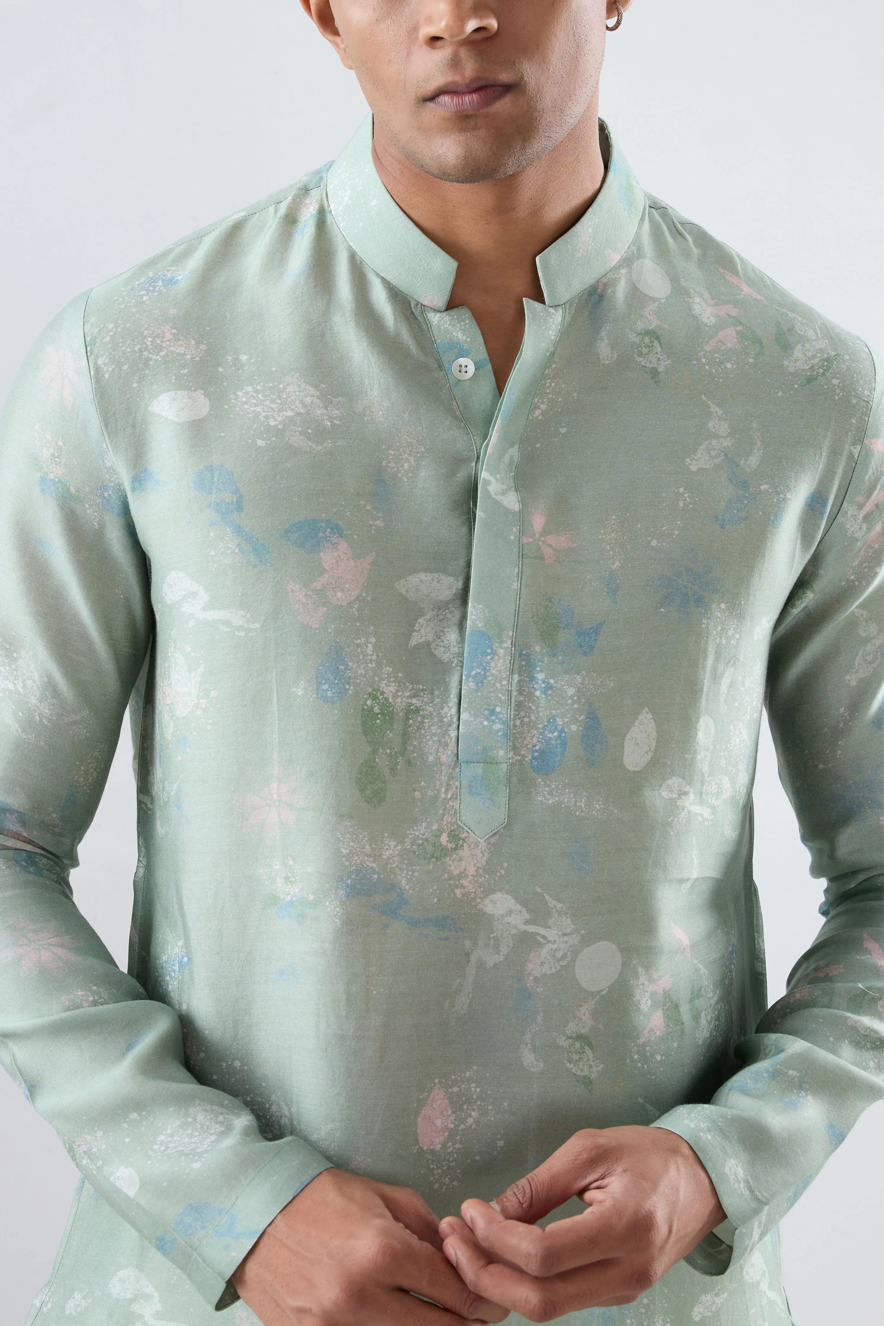 Mint Green Leaf Ecoprint Kurta