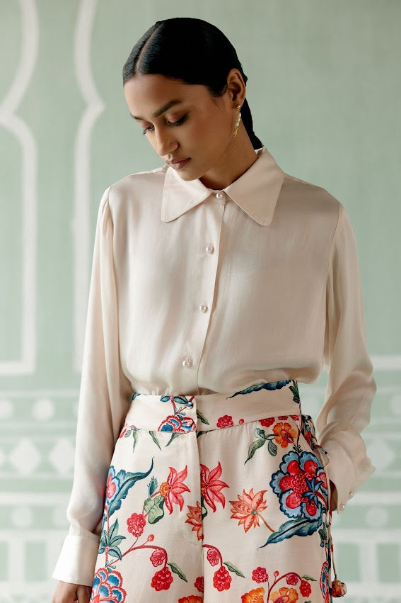 Ecru & Mustard Floral Co-Ord Set