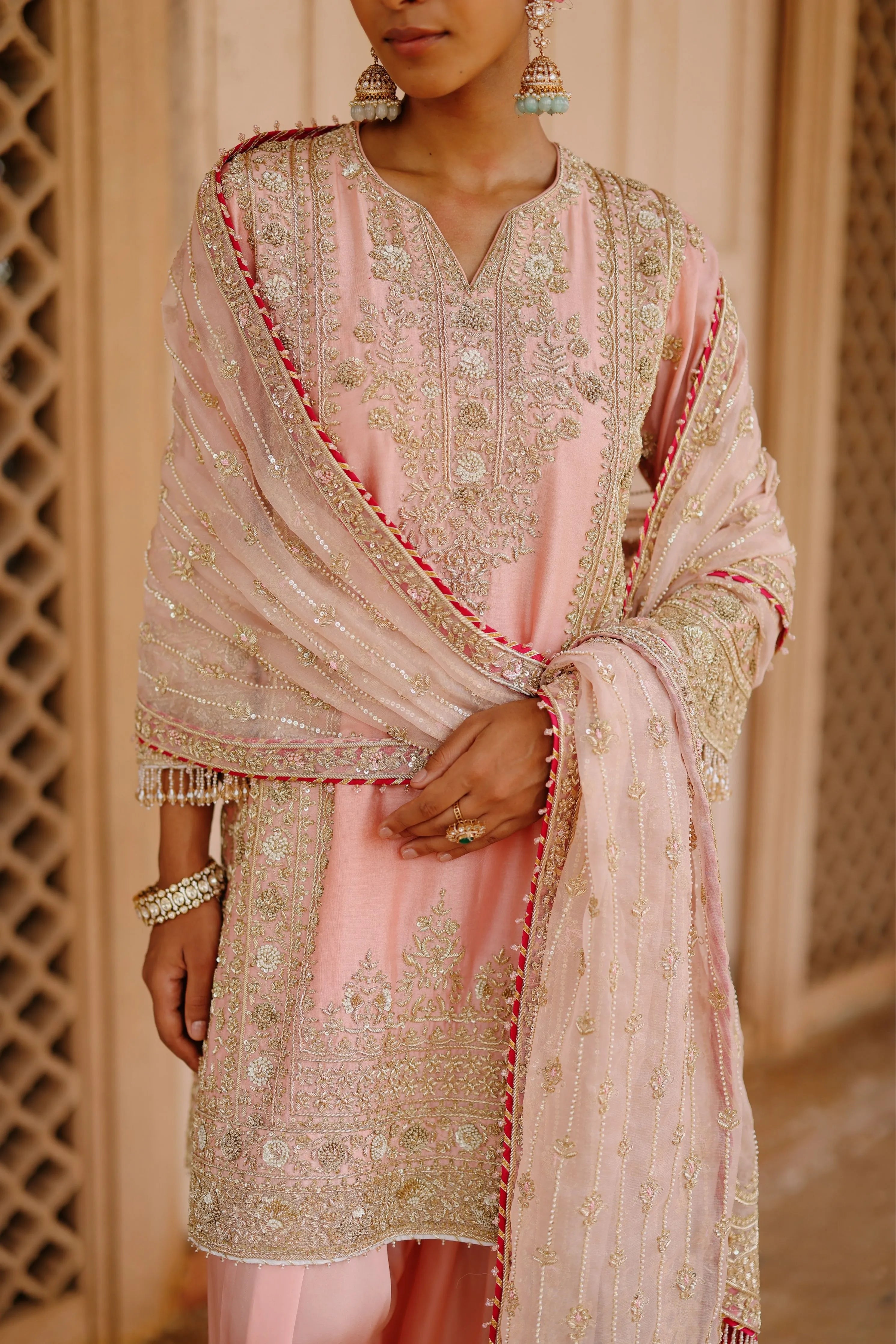 Elaya  Pink Short Kurta Set with Matching Salwar & Dupatta