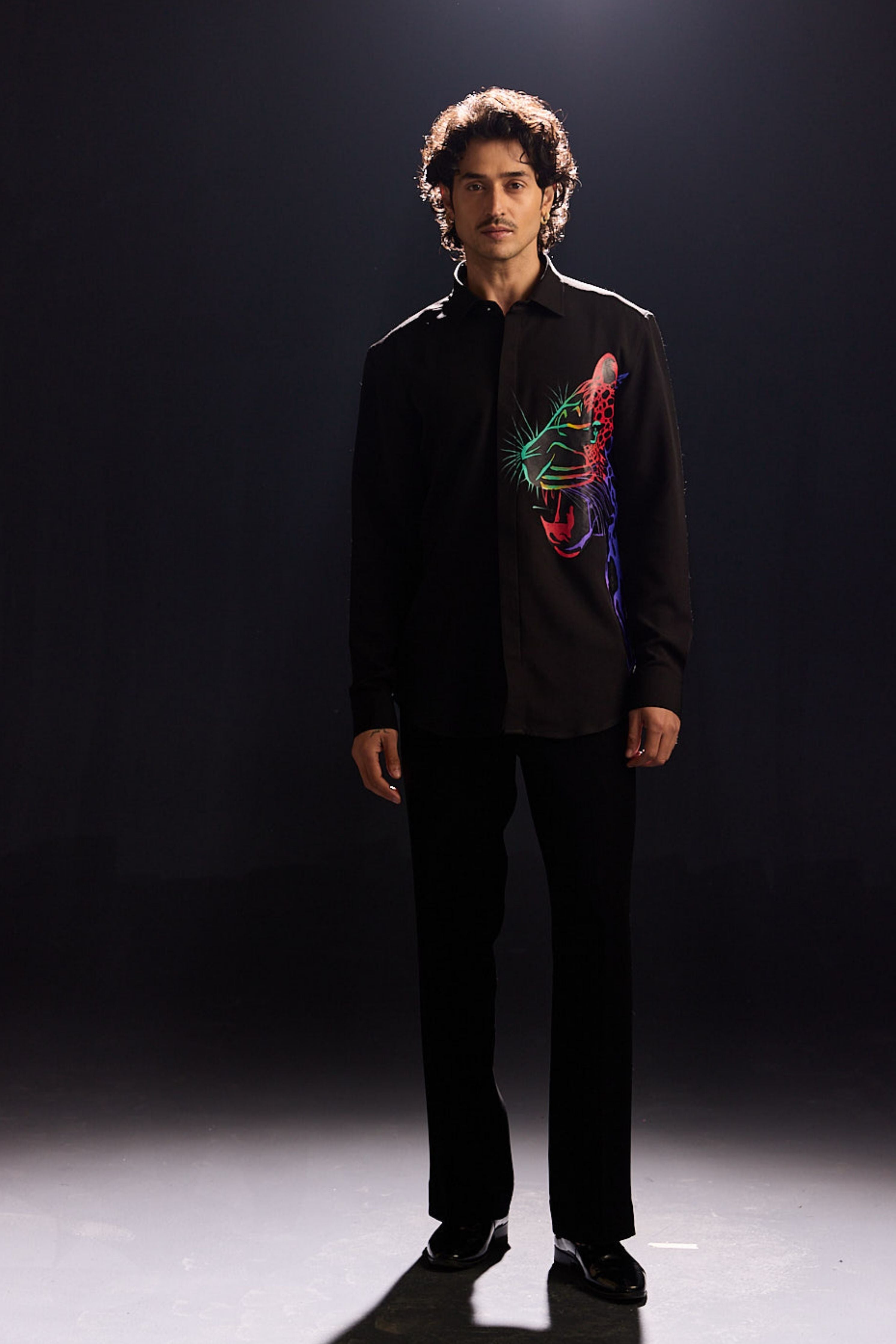 Elegant Hand Painted Black Shirt