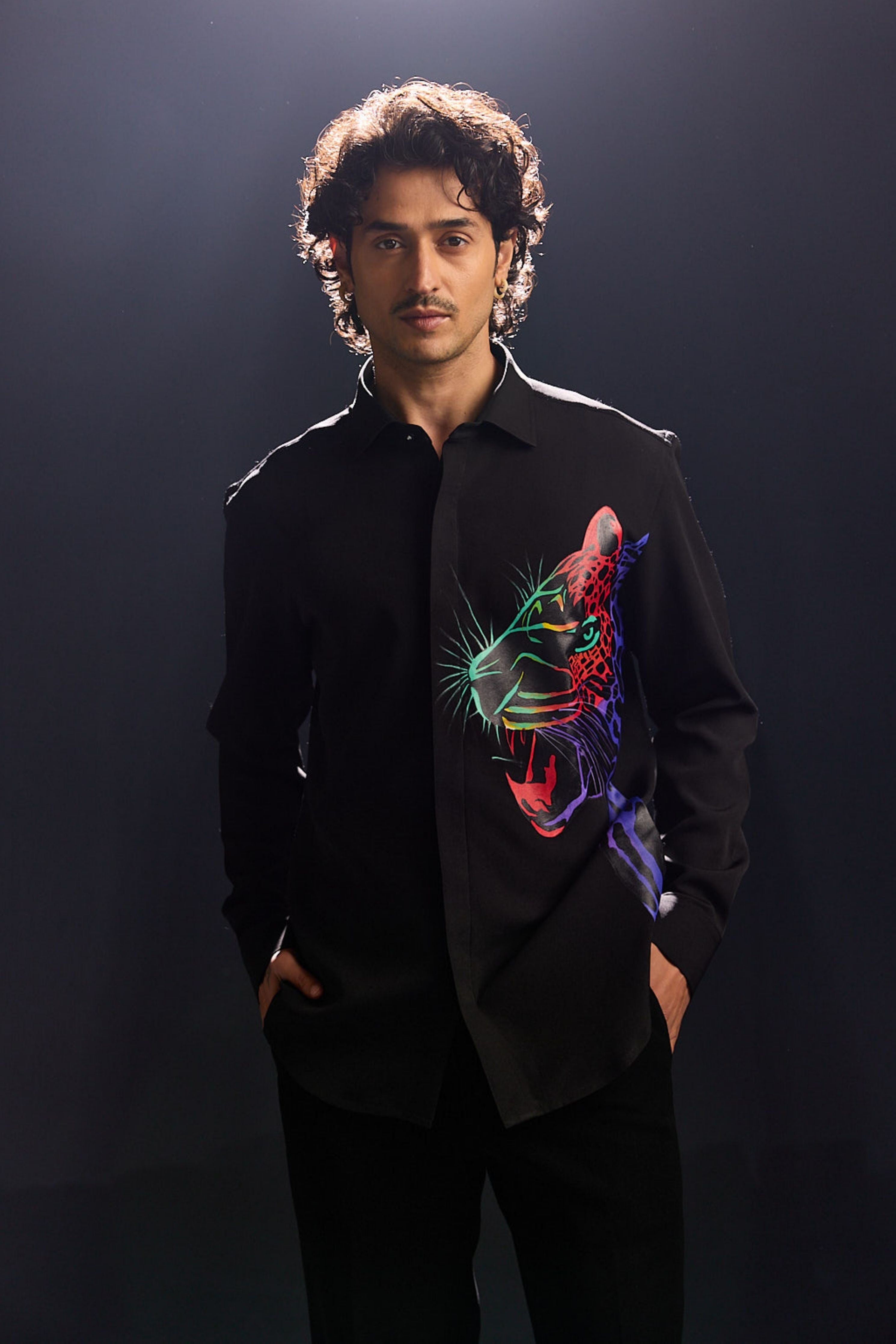 Elegant Hand Painted Black Shirt