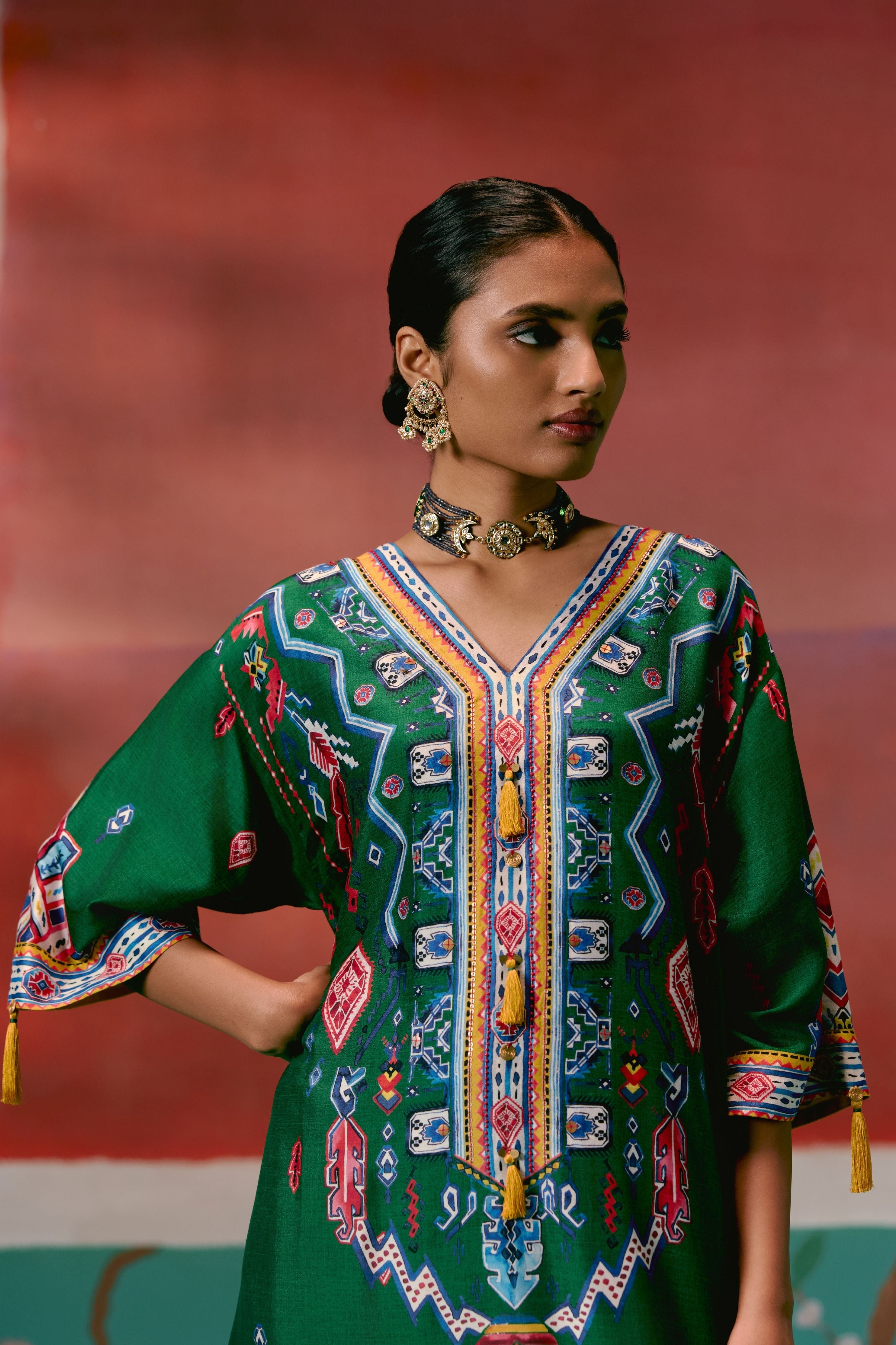 Emerald Aztec Kaftan Set