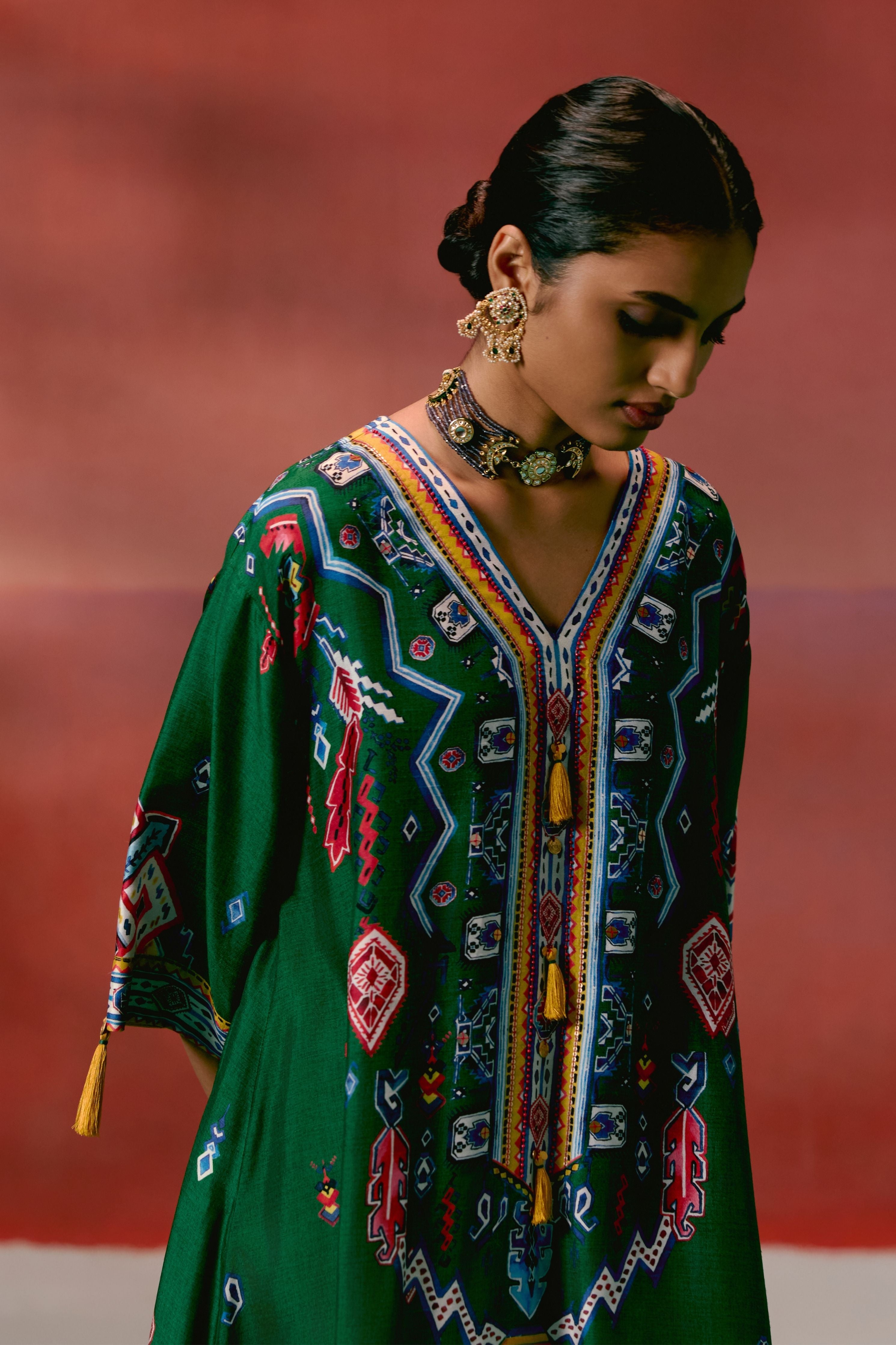 Emerald Aztec Kaftan Set