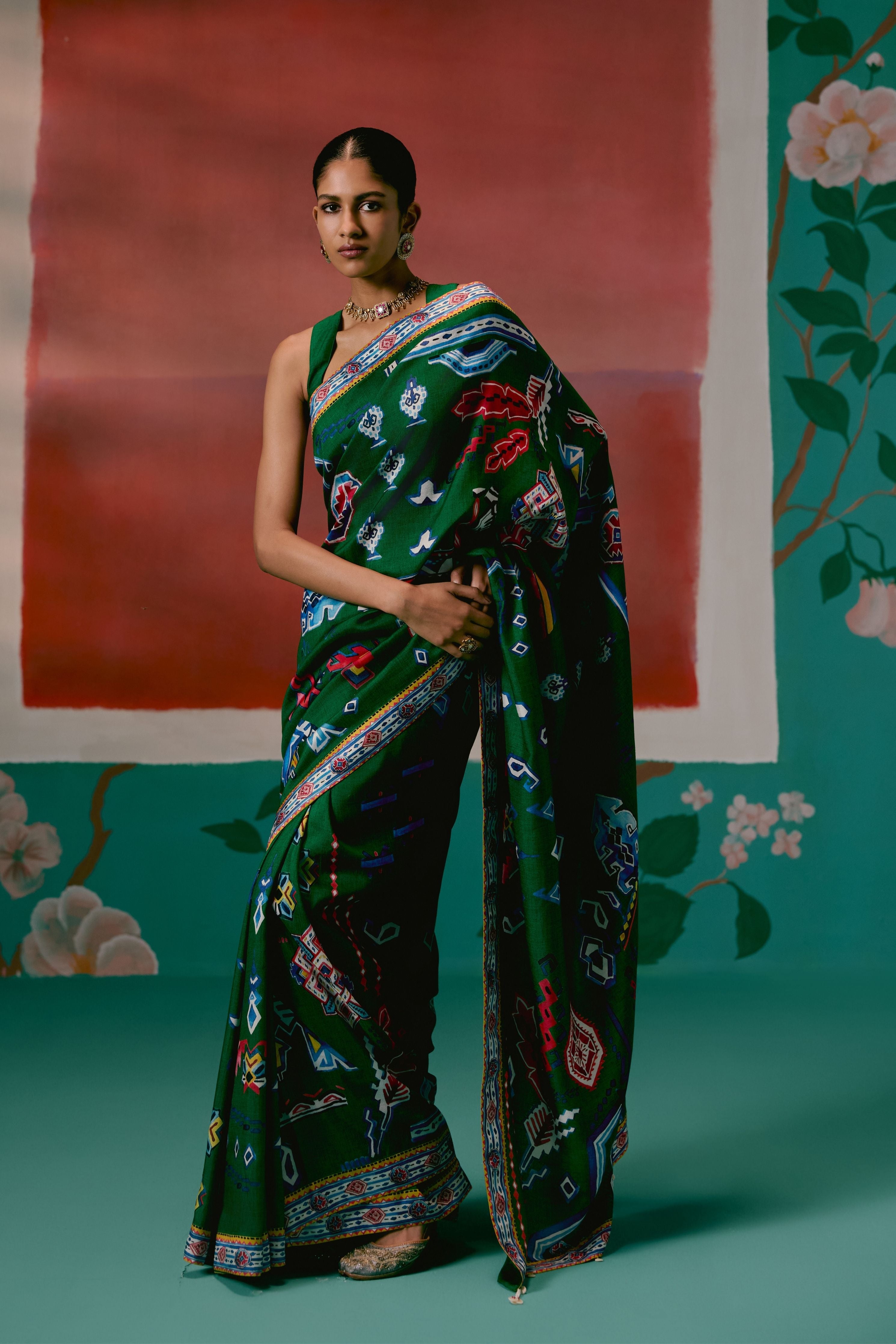 Emerald Aztec Saree
