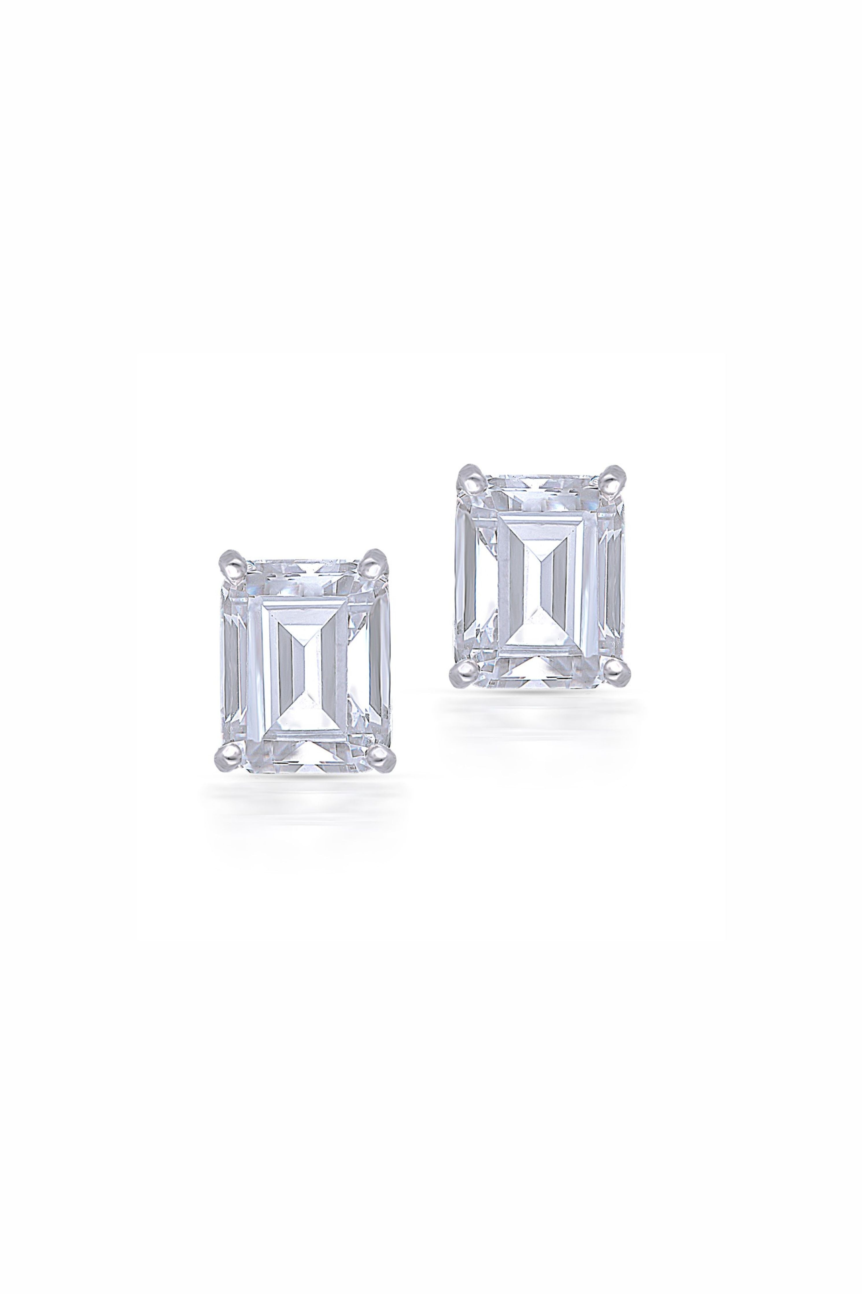 Emerald Cut Solitaire Stud Earrings