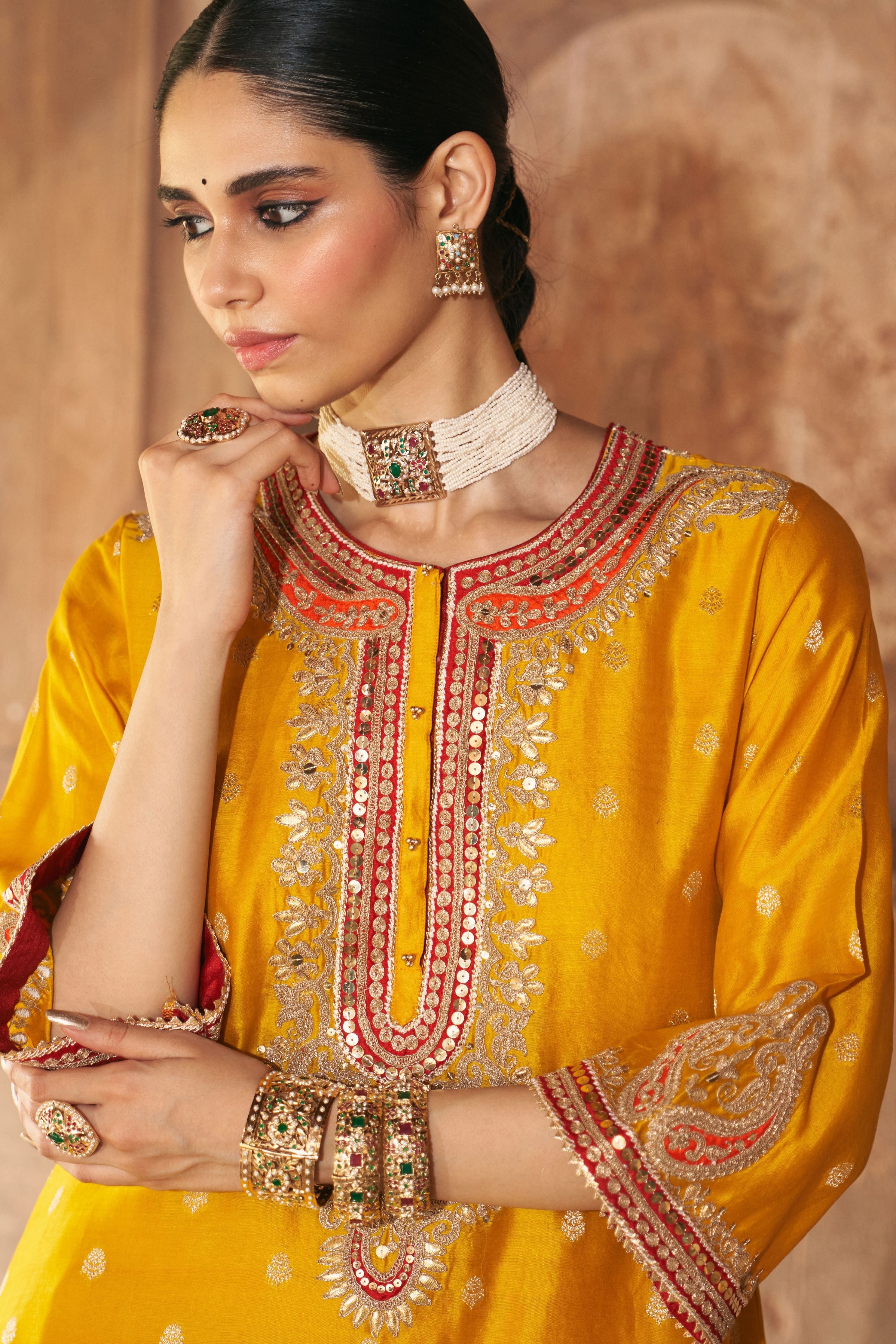 Farhana  Mustard Short Kurta With Salwar And Dupatta