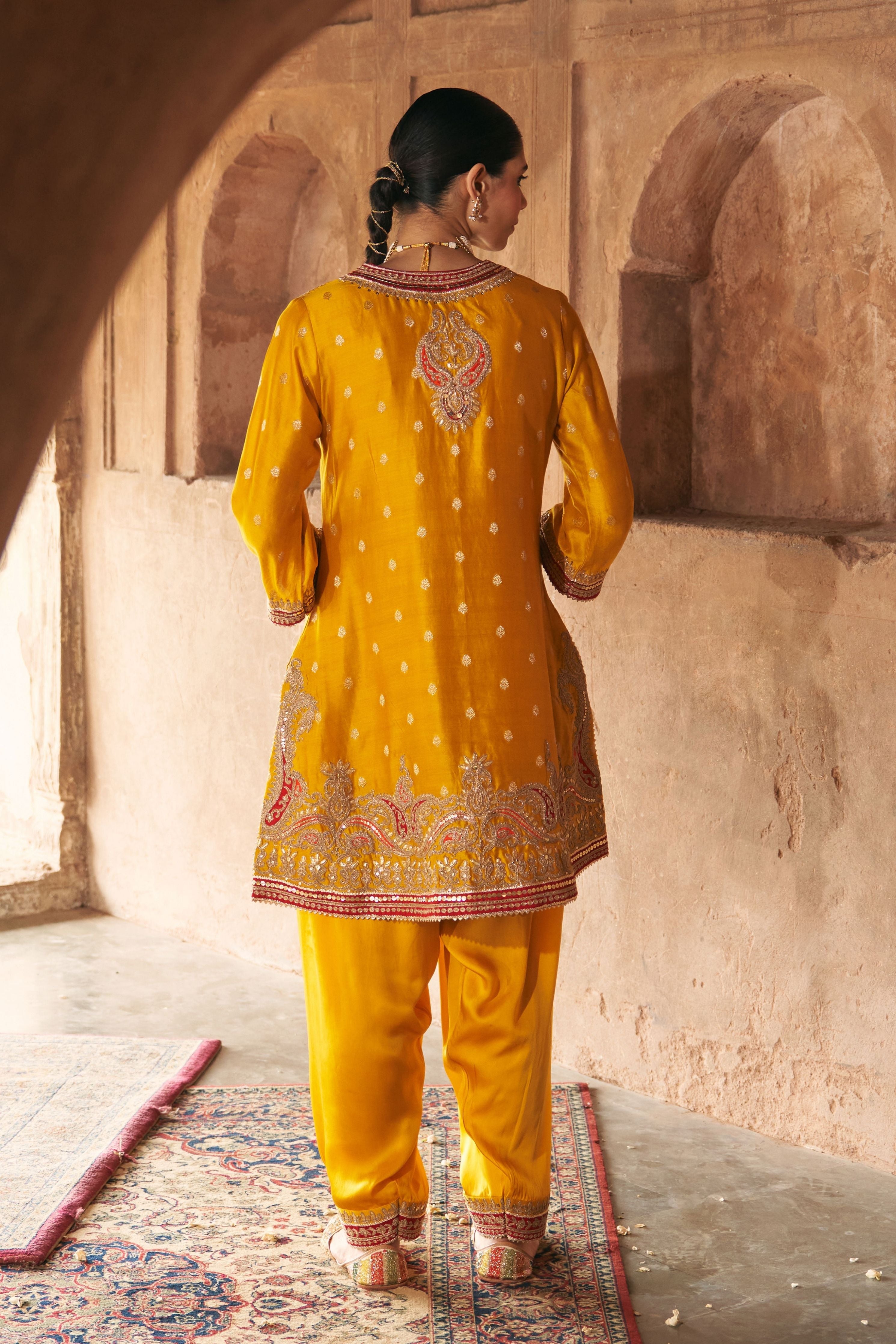 Farhana  Mustard Short Kurta With Salwar And Dupatta
