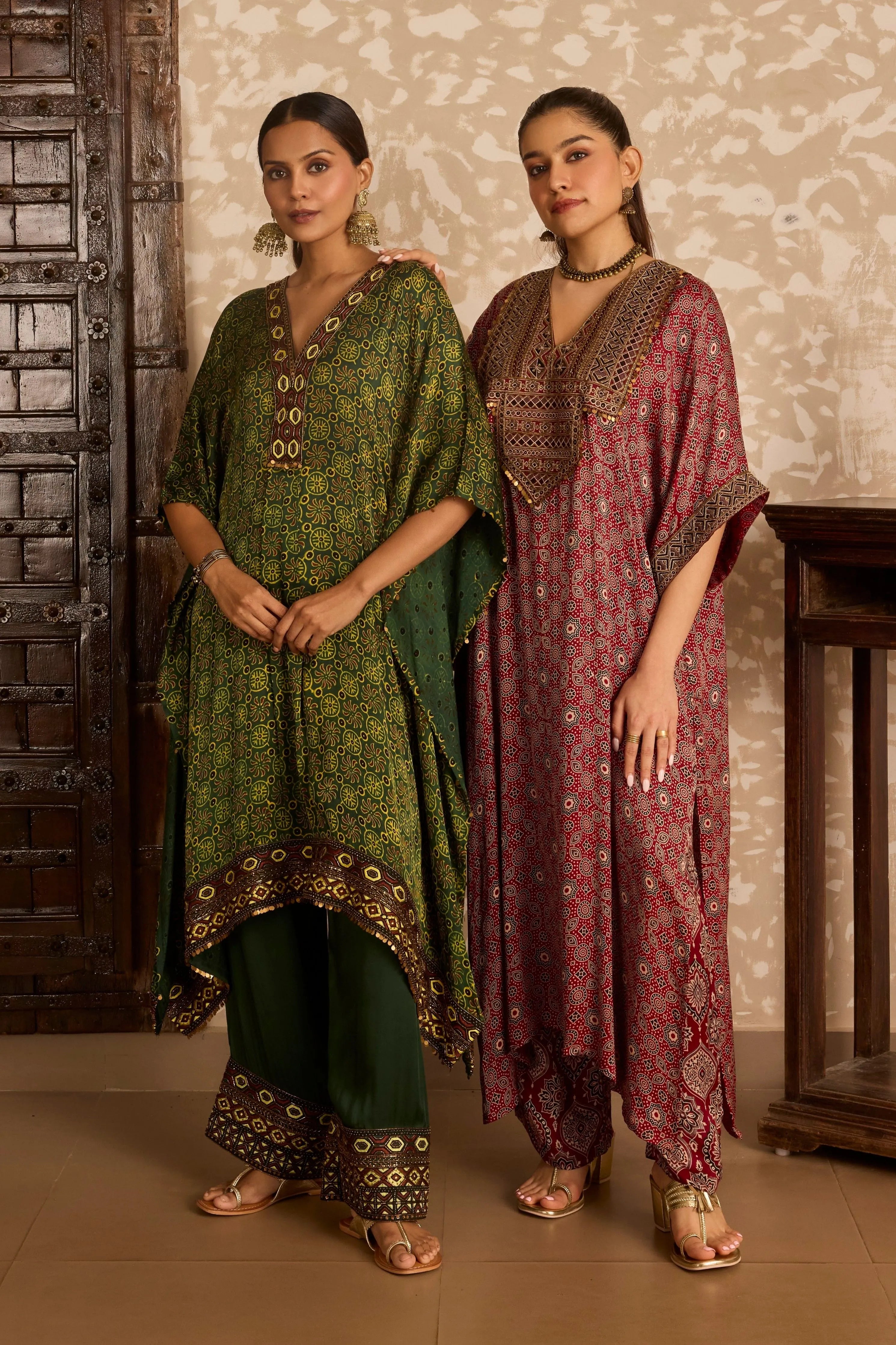 Ajrak Long Kaftan Kurta set