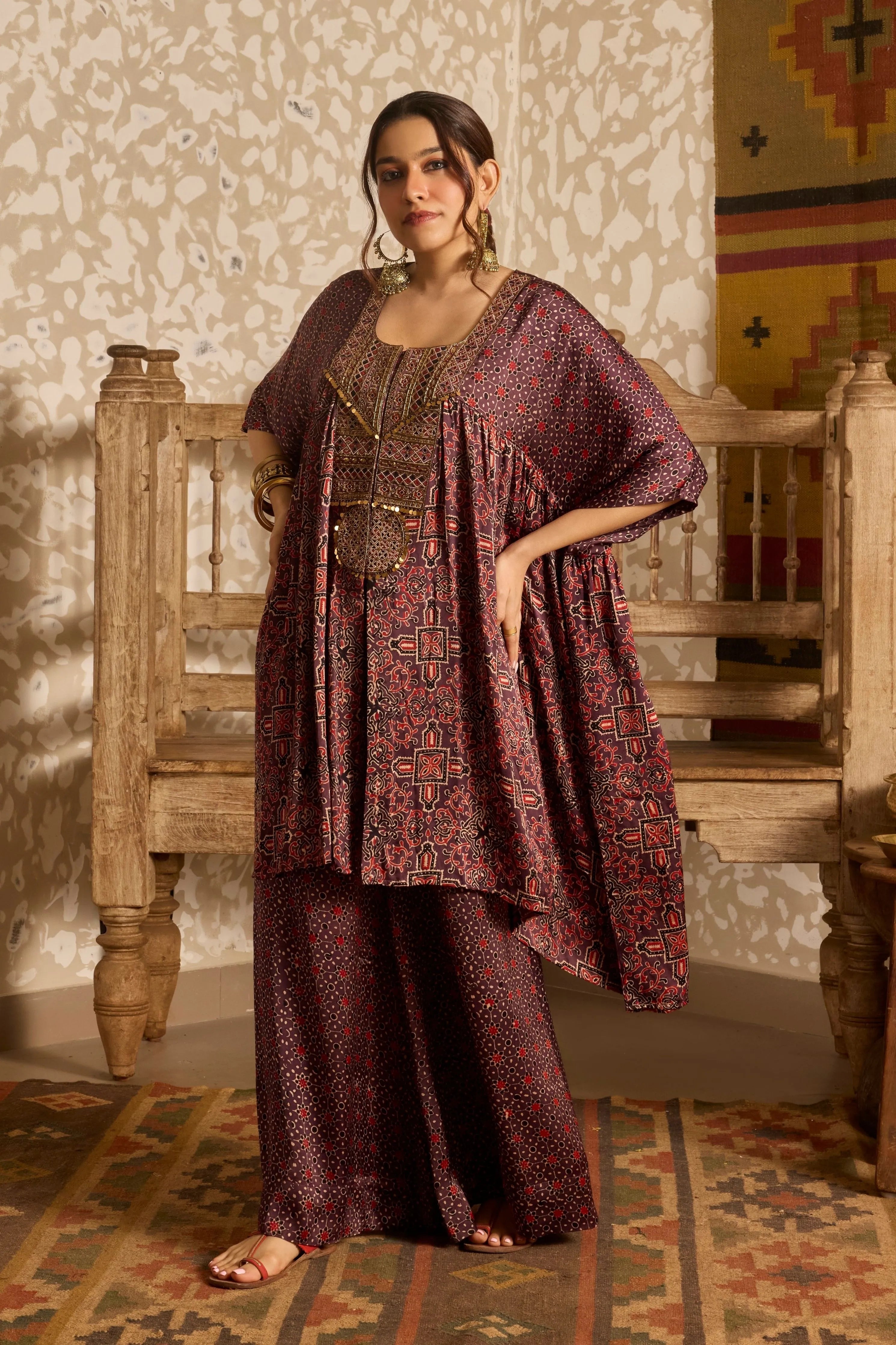 Ajrak Short Kaftan Set